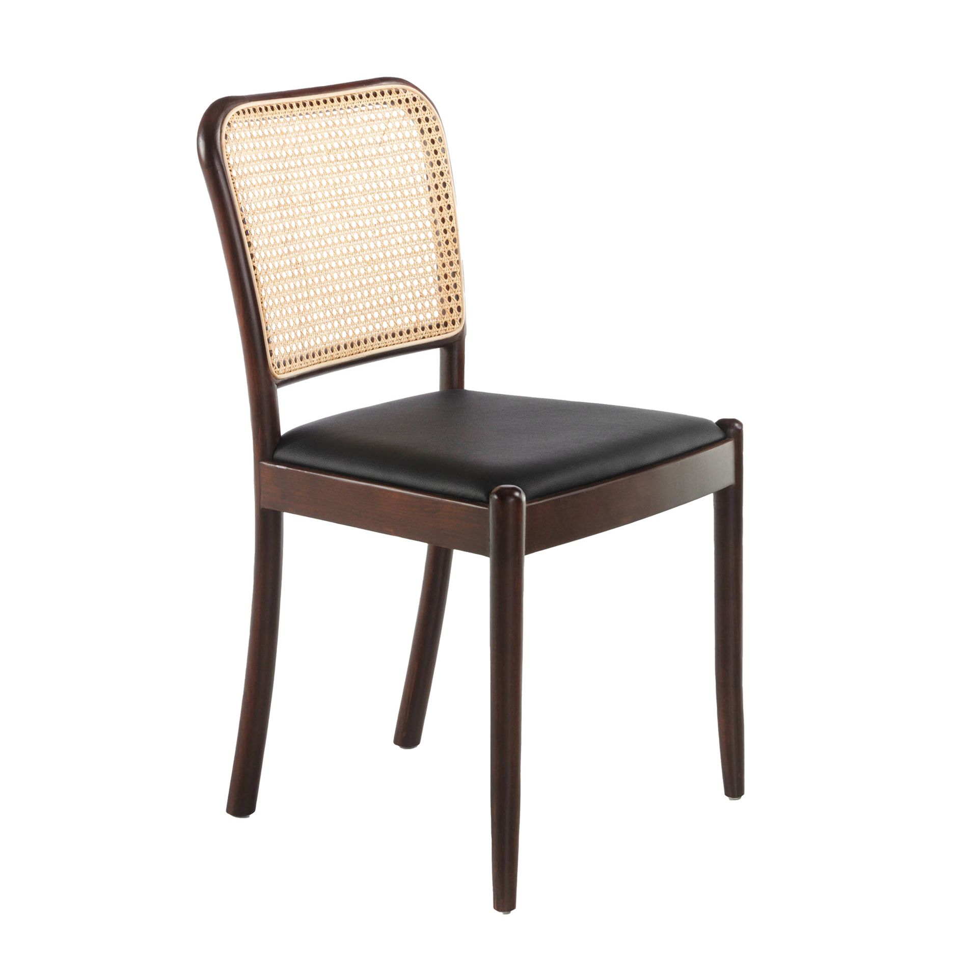 Chair Rattan Faux Leather Black