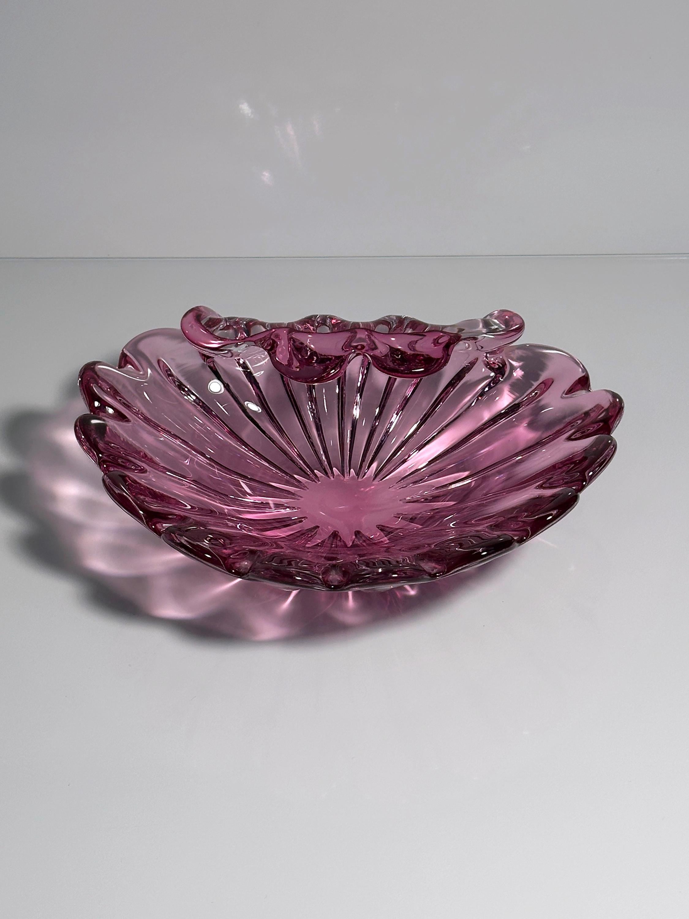 Vintage Shell Fruit Bowl Glass 1970s