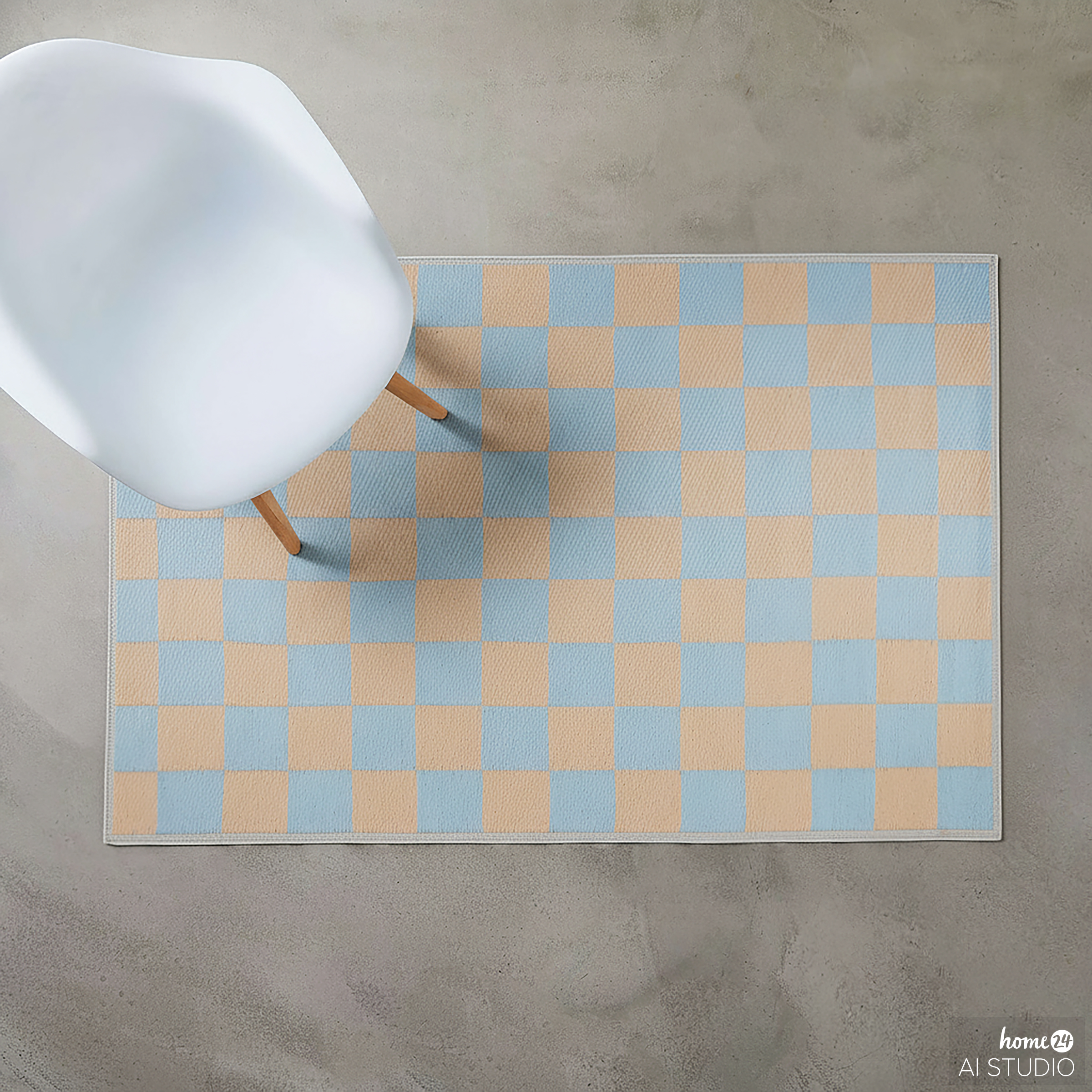 Teppich COLOUR CLASH Karo Polypropylen Blau Beige 118x180cm