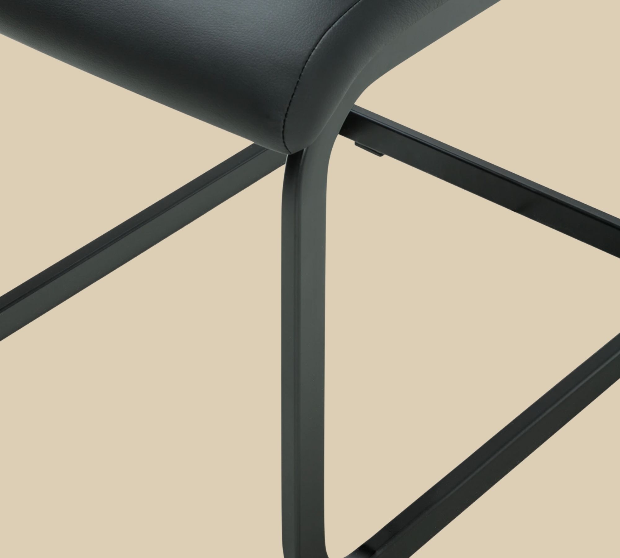 2x Cantilever Chairs Faux Leather Black