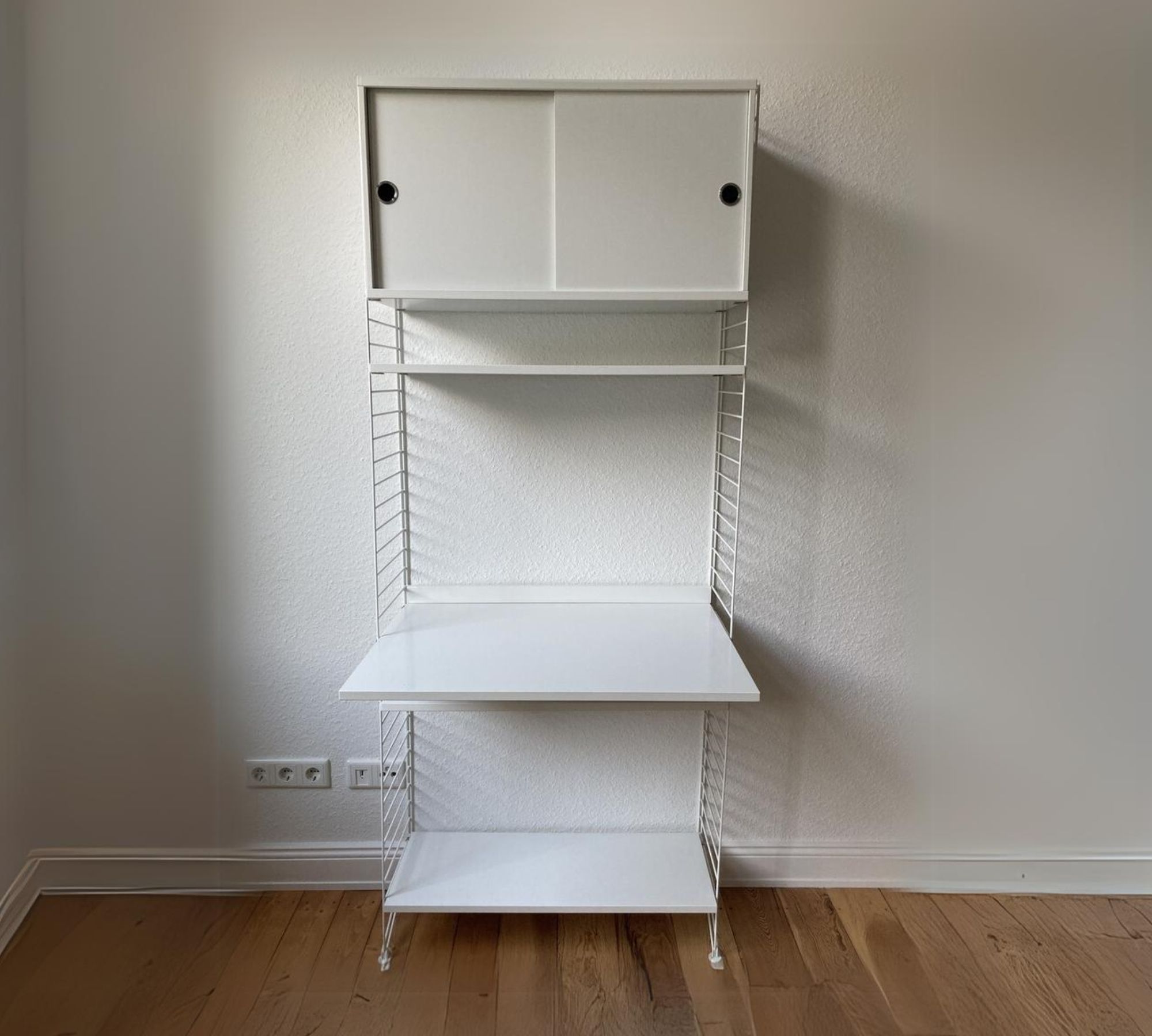 String Regal Holz Stahl Weiß