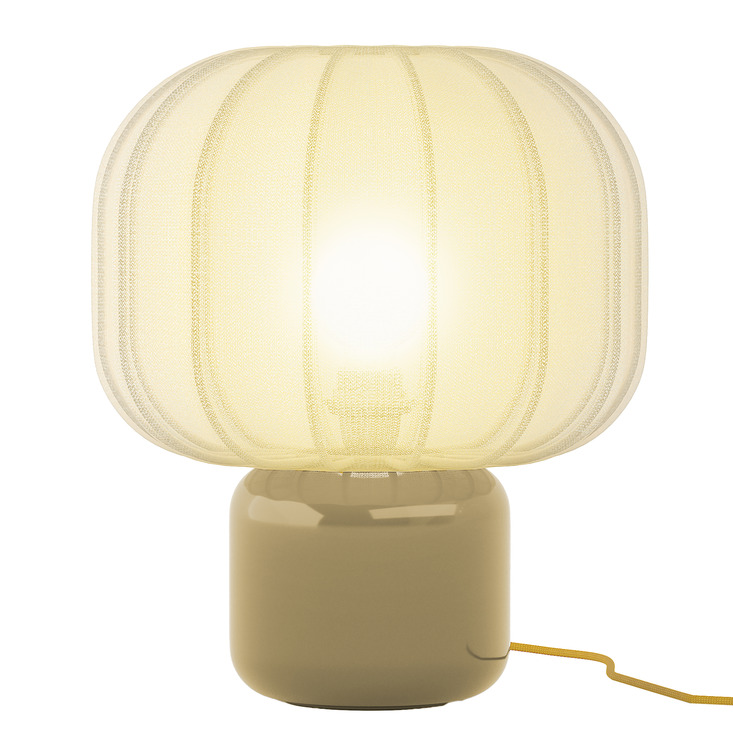 Brisa Tischleuchte 1-flammig Baumwollstoff Milchglas Braun