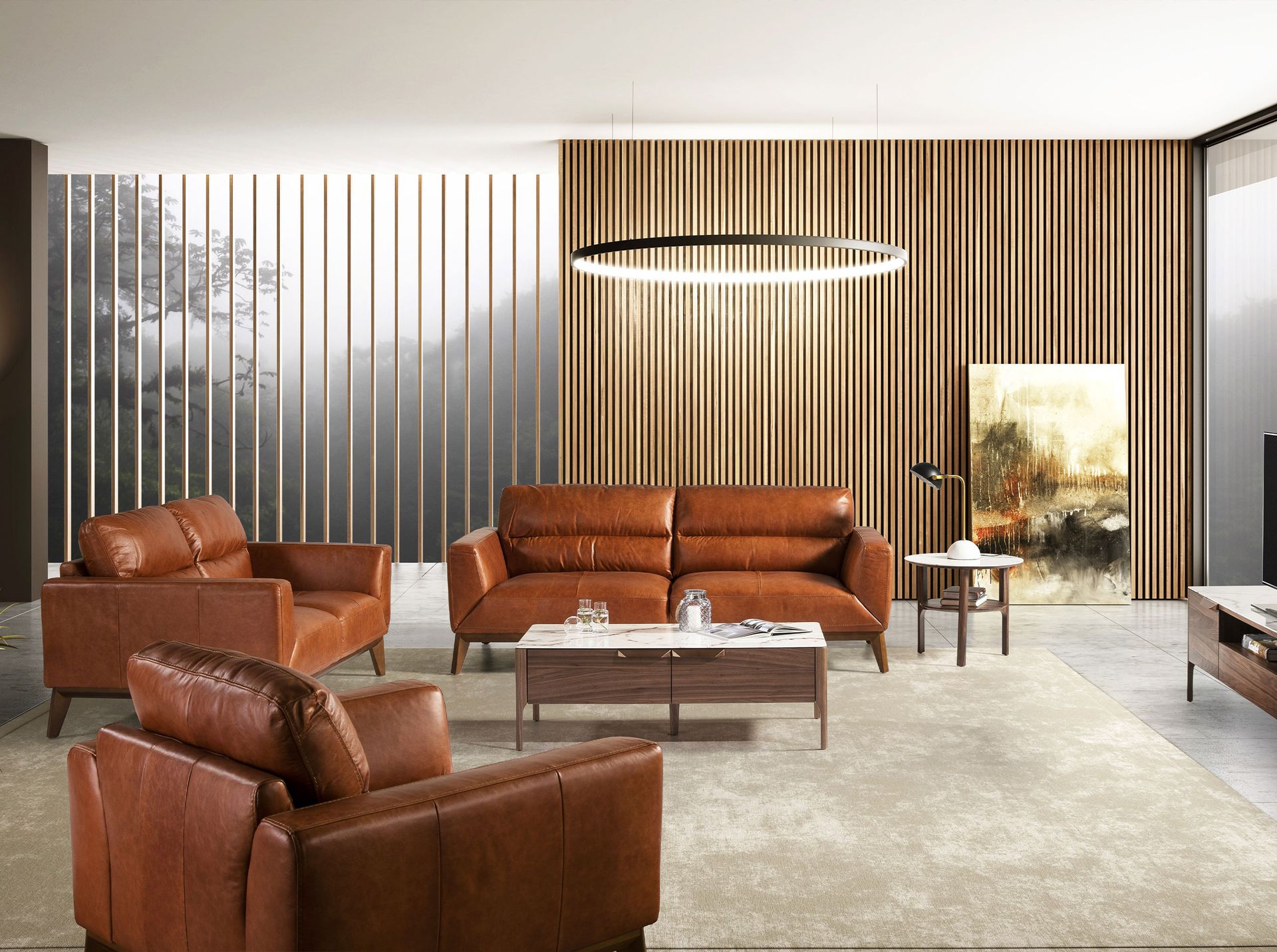 ANGEL CERDÁ Brown leather 3-seater sofa