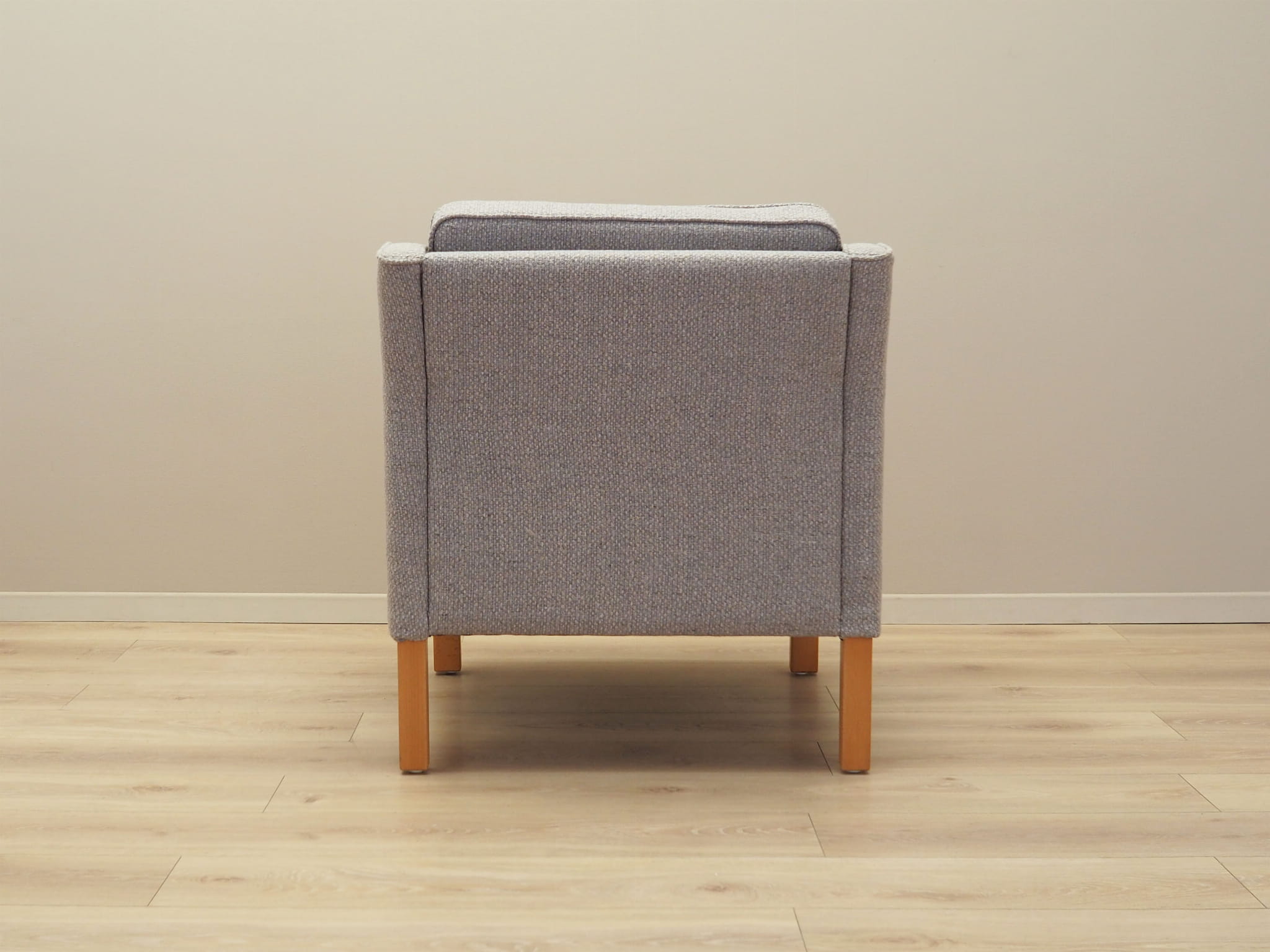 Vintage armchair beech wood textile grey 1970s