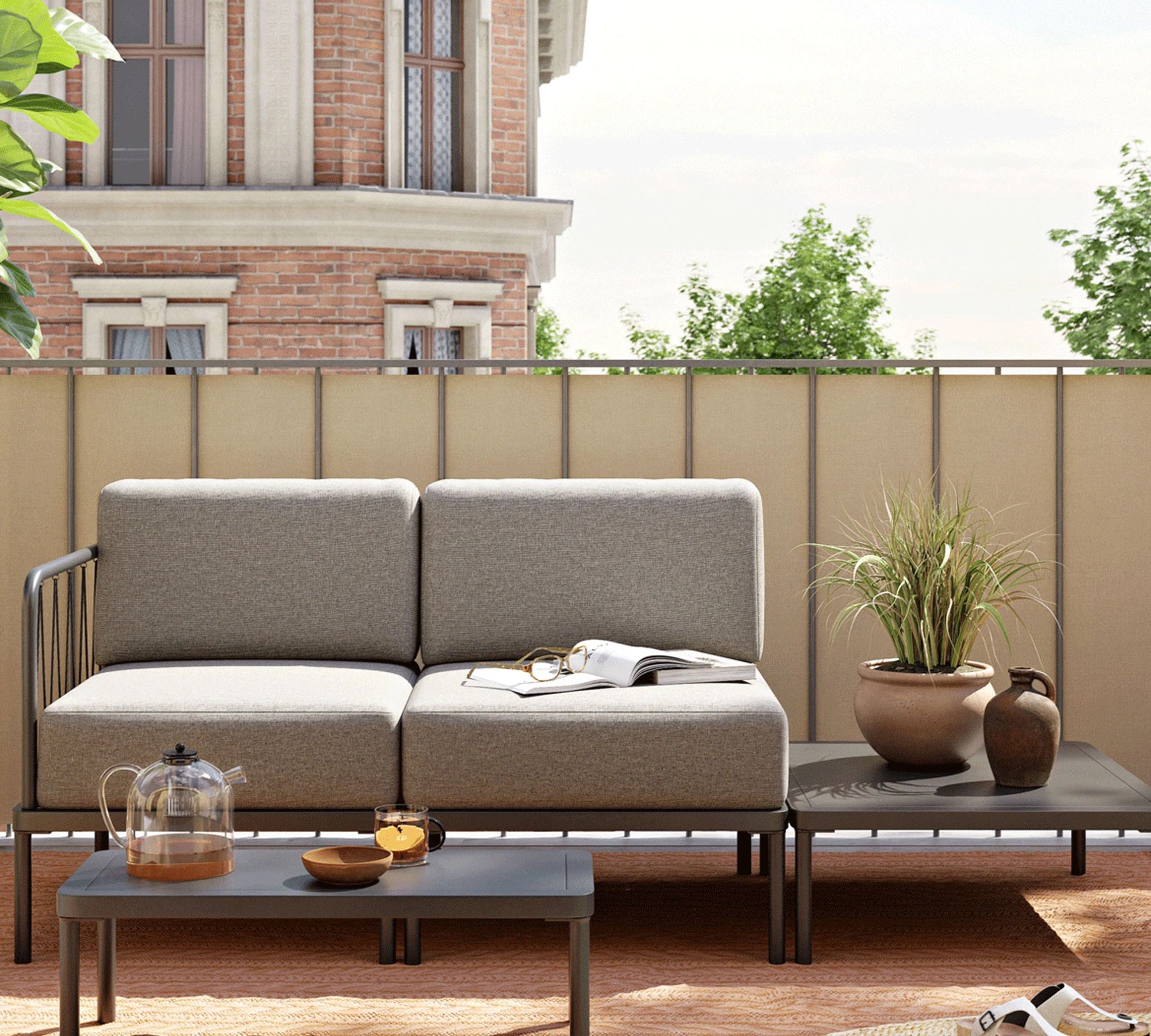 Hadley Outdoor Couchtisch Anthracite Grey Steel 30 x 70 cm