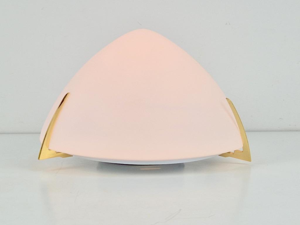 Vintage Deckenleuchte Glas Messing Weiß 1970er Jahre 