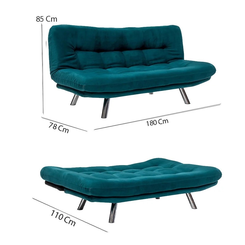 Misa Small Schlafsofa 3-Sitzer Petrol Grün