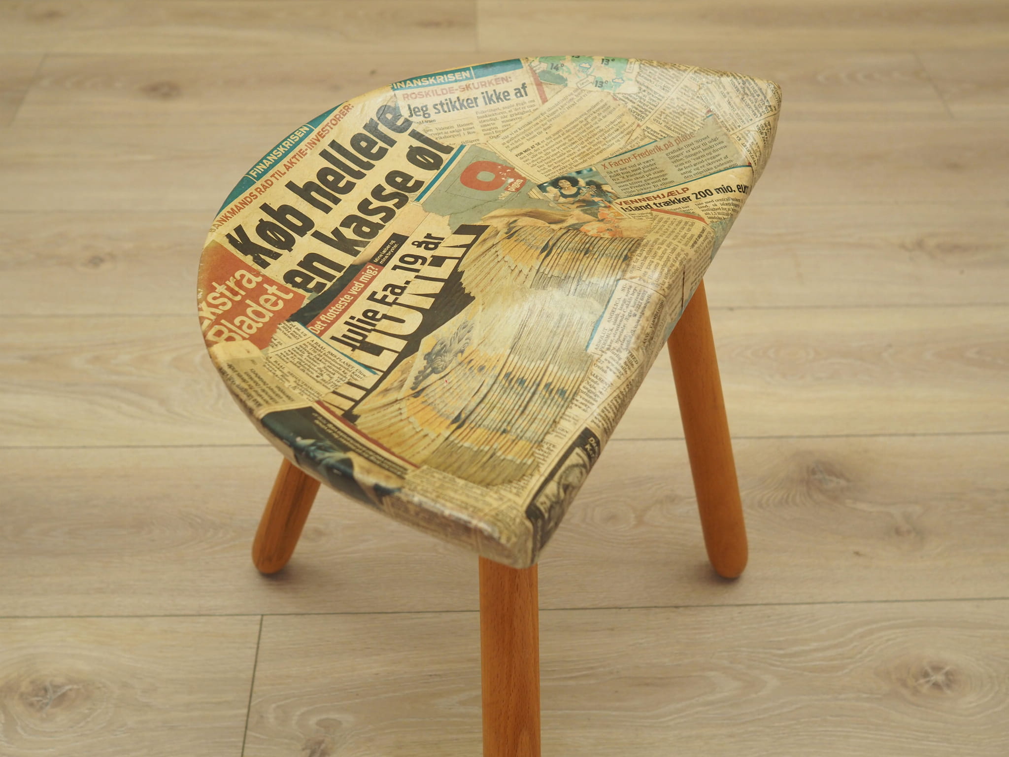 Vintage stool wood brown 1950s