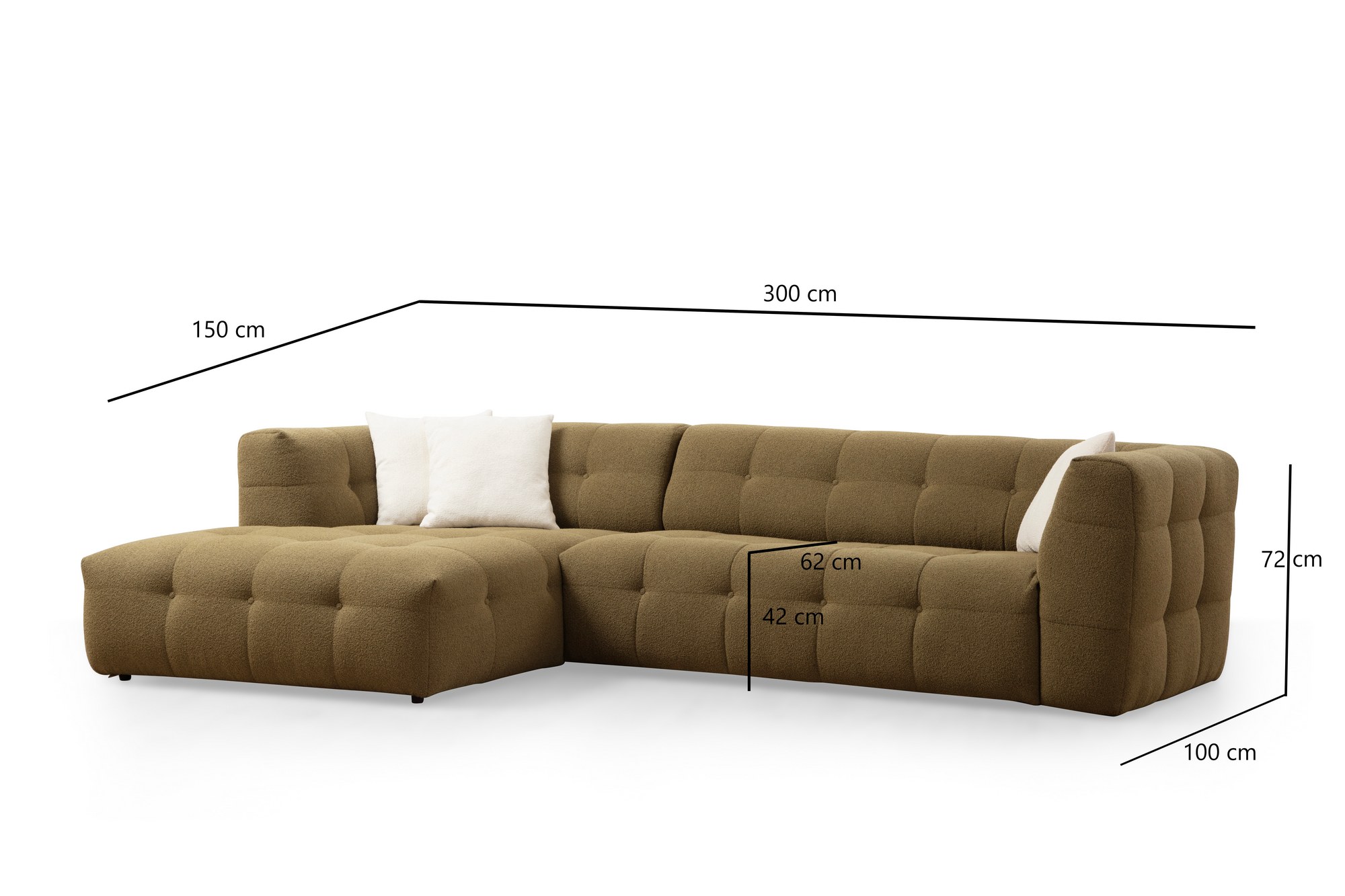 Cady Sofa Récamiere Links Khaki