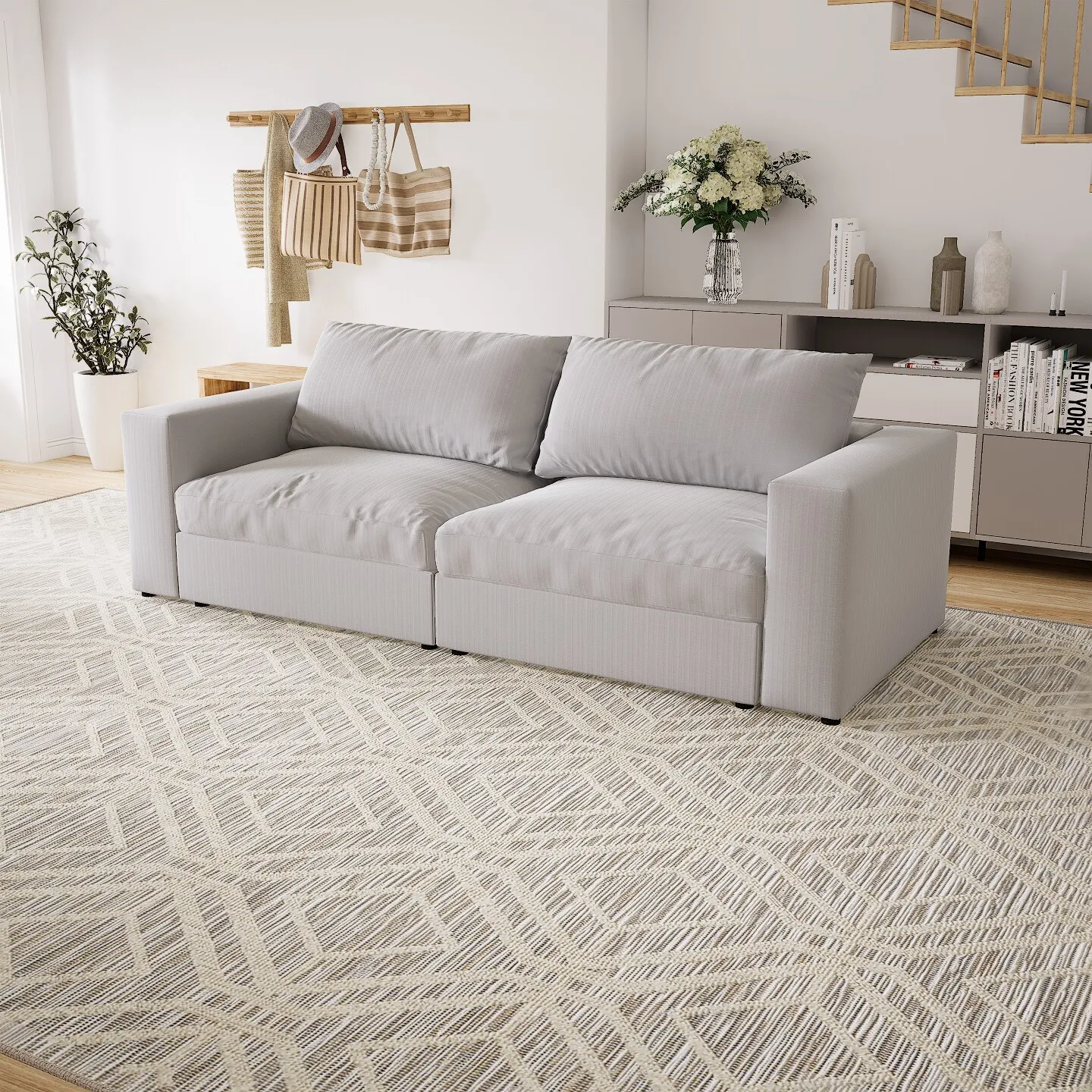 Flayr Sofa 4-Sitzer Webstoff Weiß