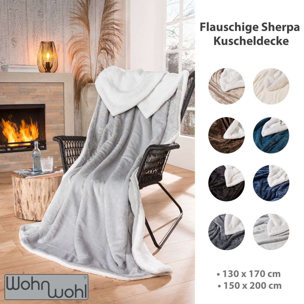 Wohndecke Sherpa Grau