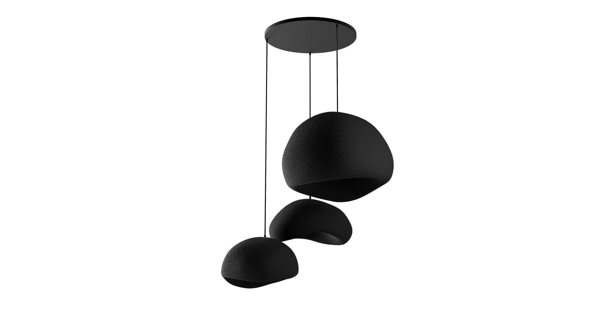 3-Flammig Wabi Sabi Stillforms Pendelleuchte Schwarz