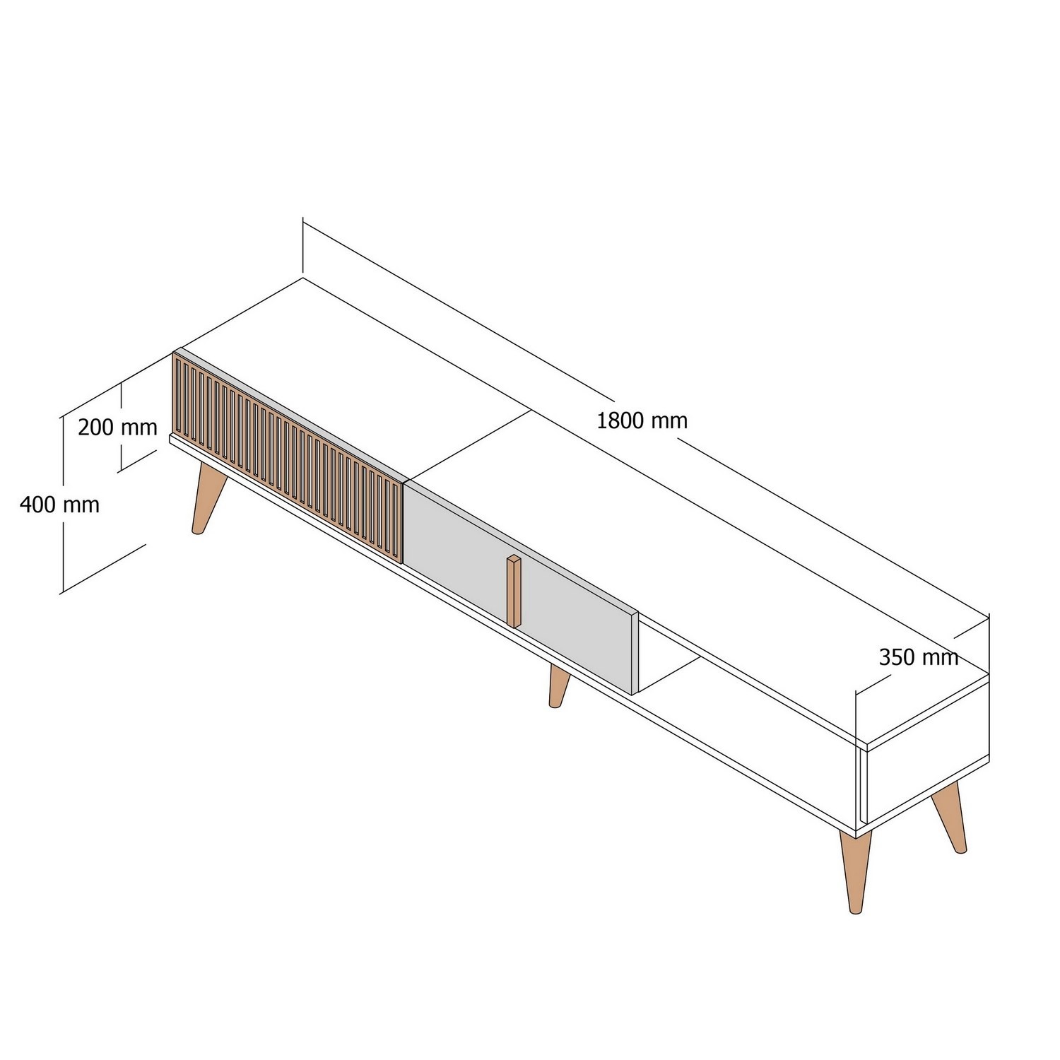 Milan TV Stand Walnut Brown Cream