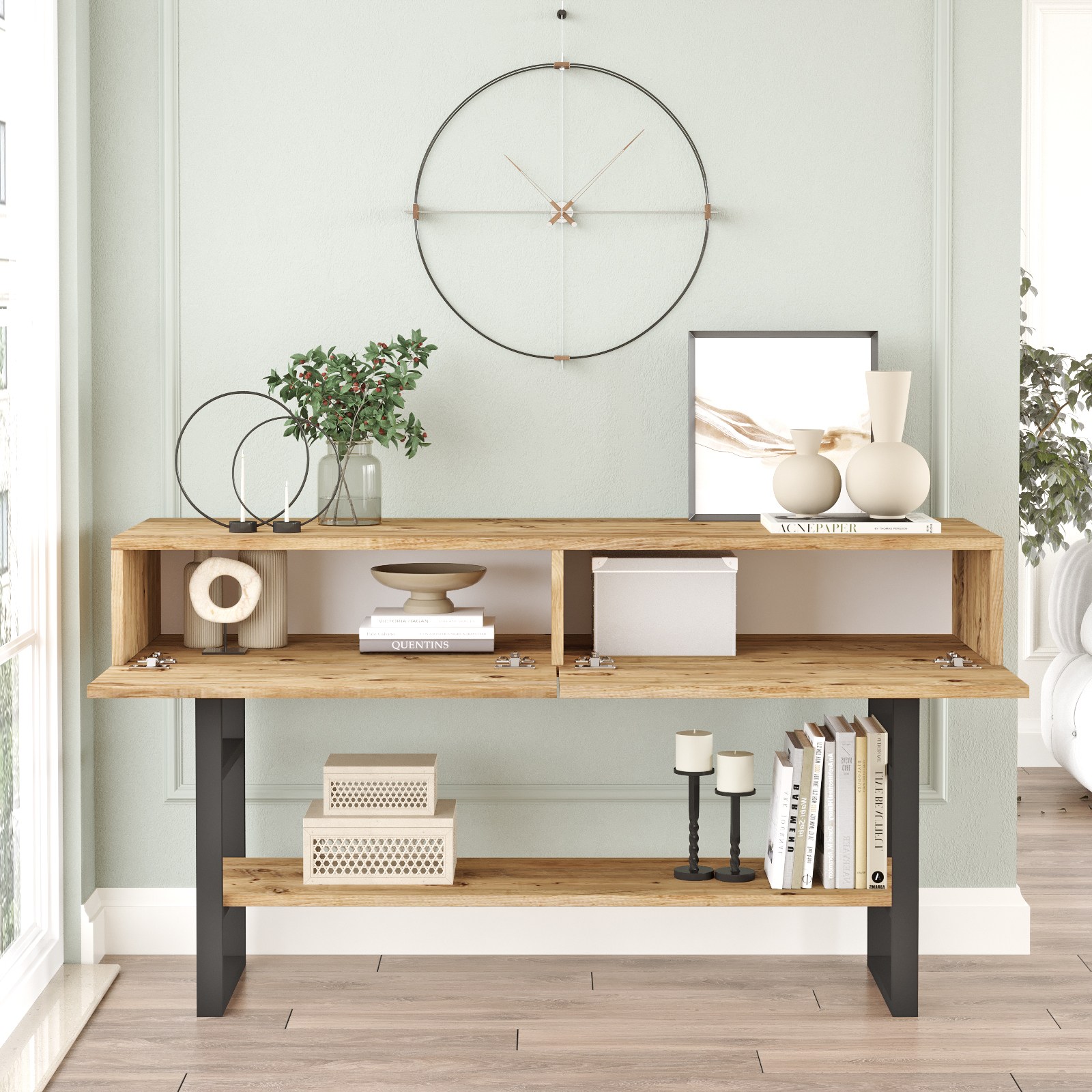 Console table with shelf Brown