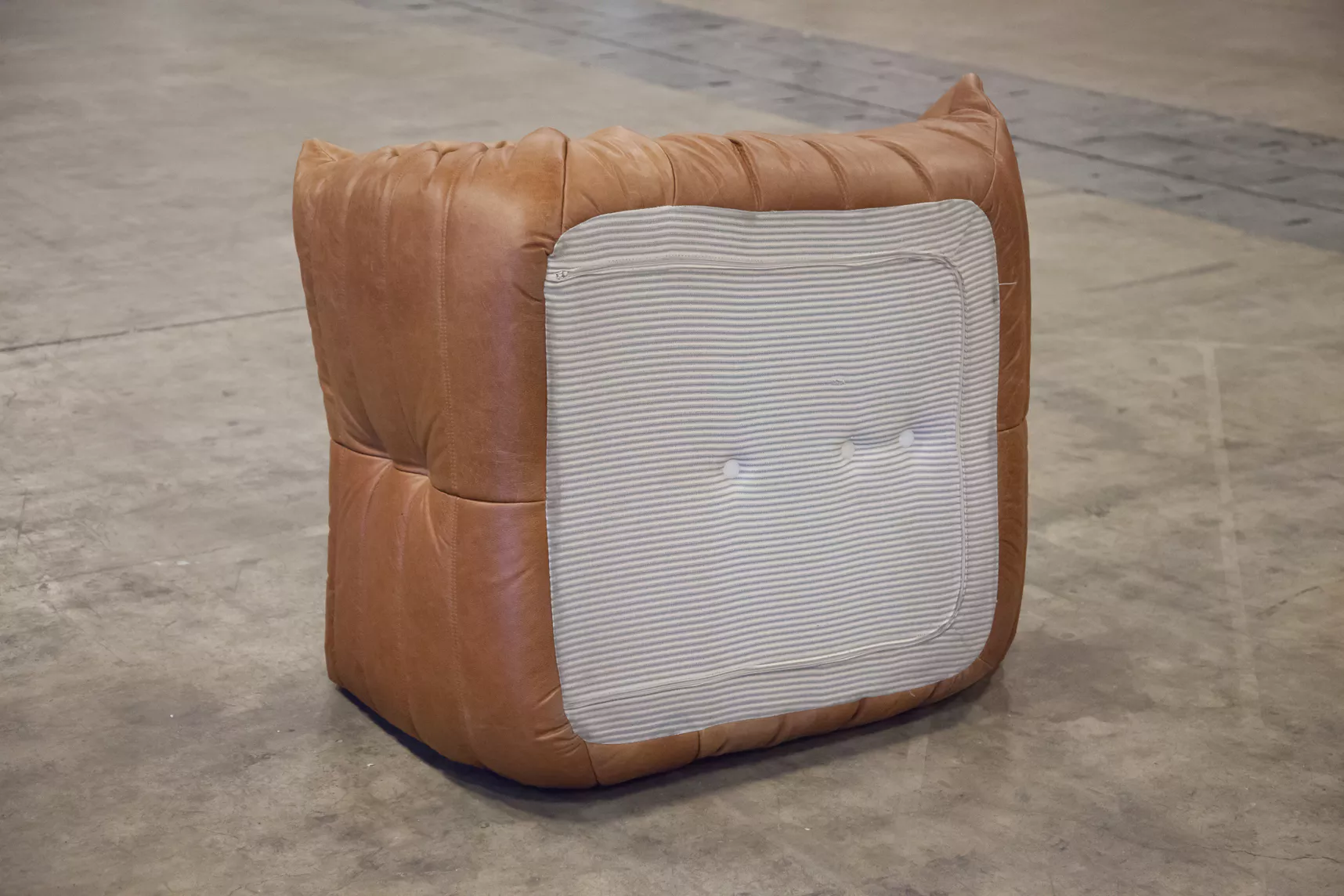 Togo armchair and ottoman set pull-up leather tobacco brown