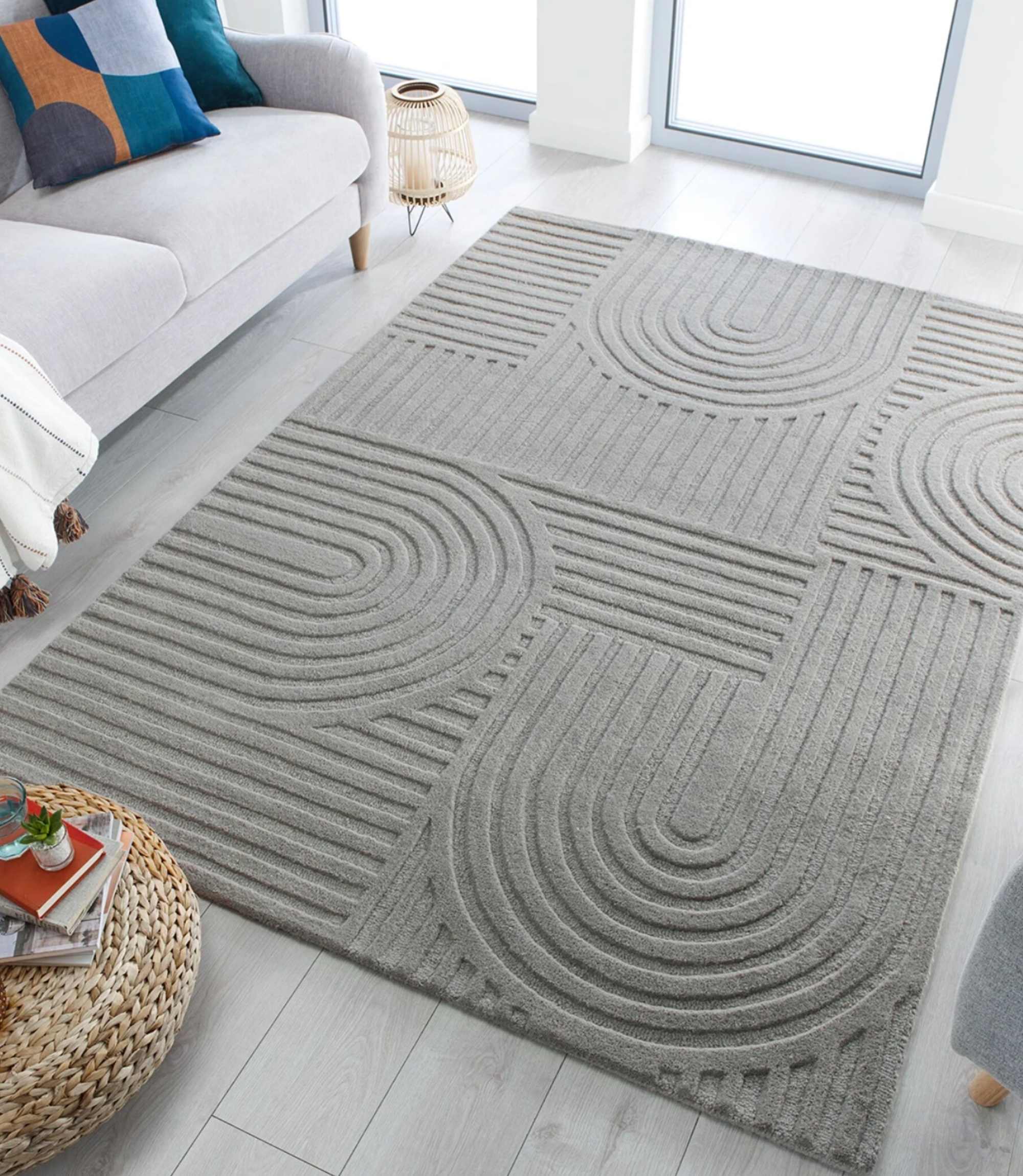 Wollteppich im Zen-Garten Design Beige 170x120