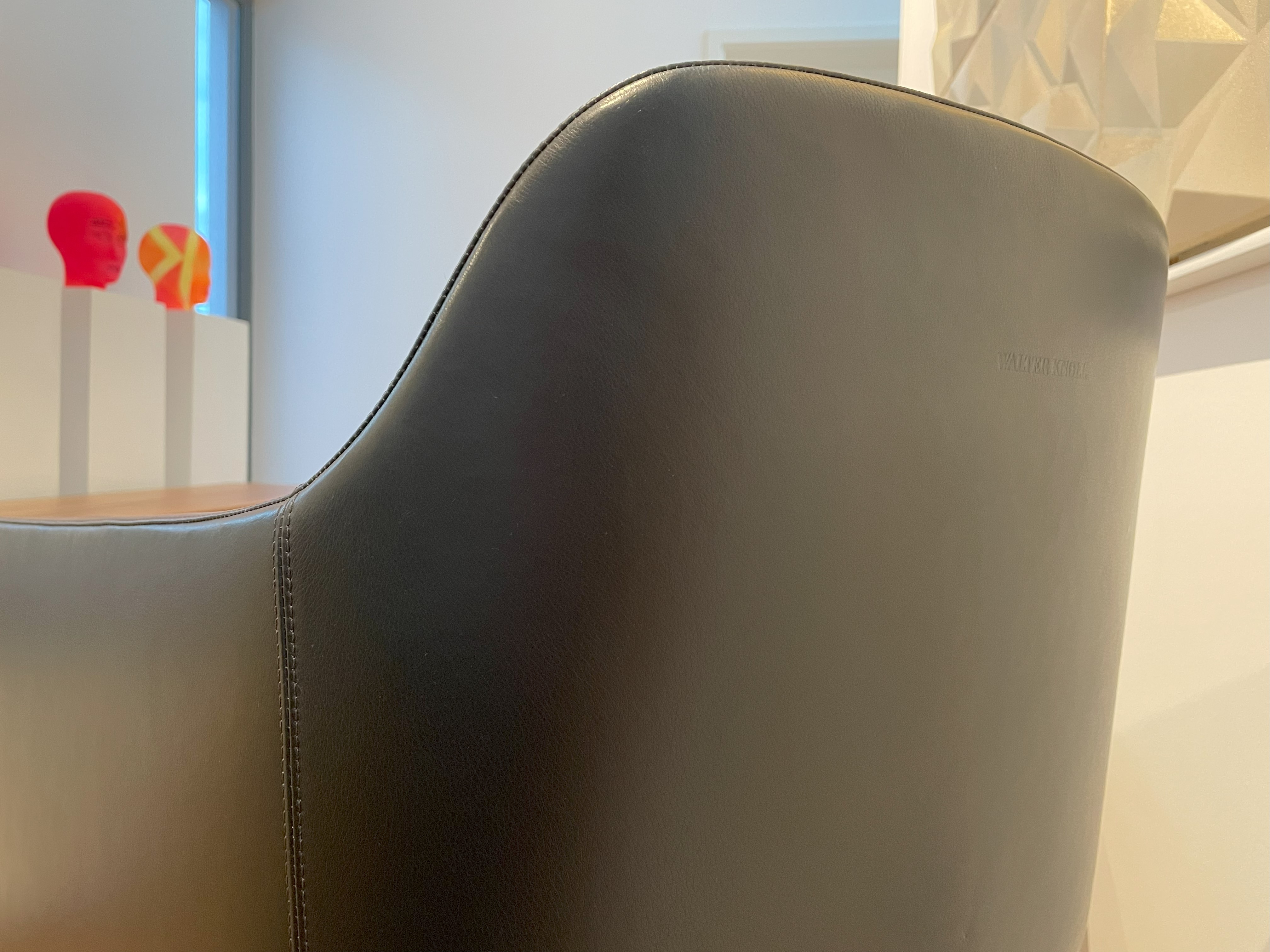 2x 525 Foster Walter Knoll Armchair with Armrests Leather Black