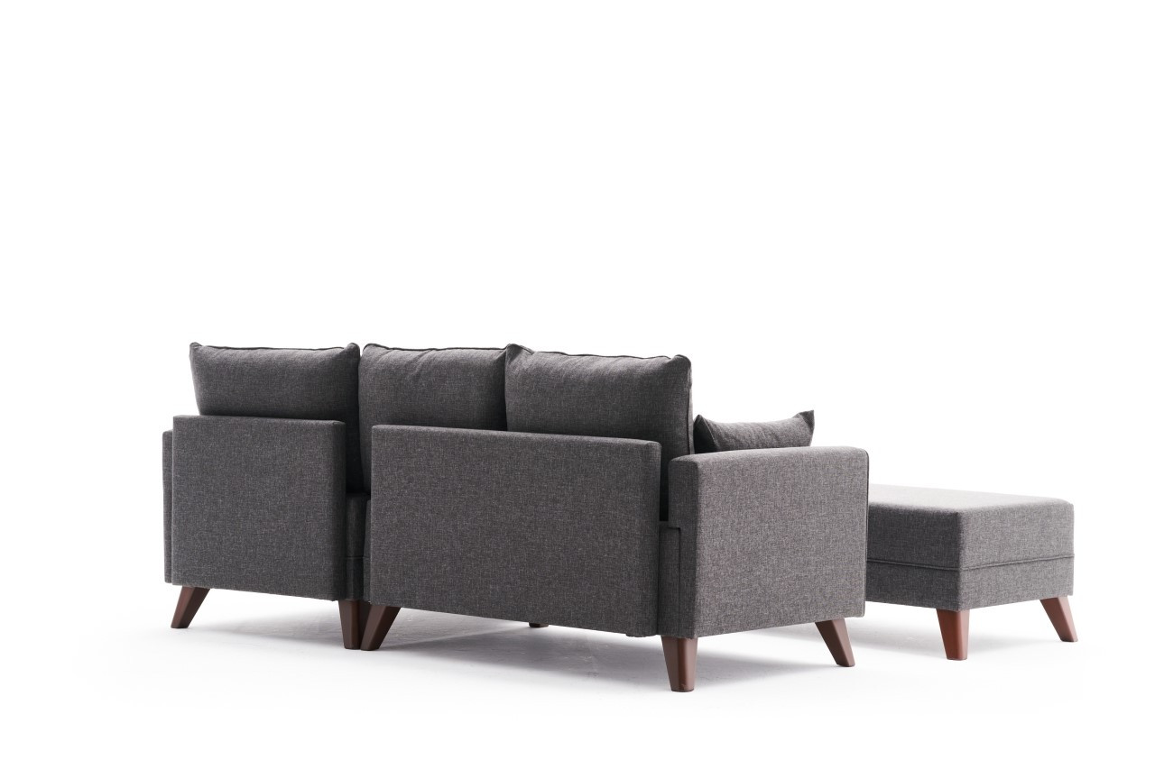 Bella Sofa Récamiere Rechts mit Hocker Anthrazit