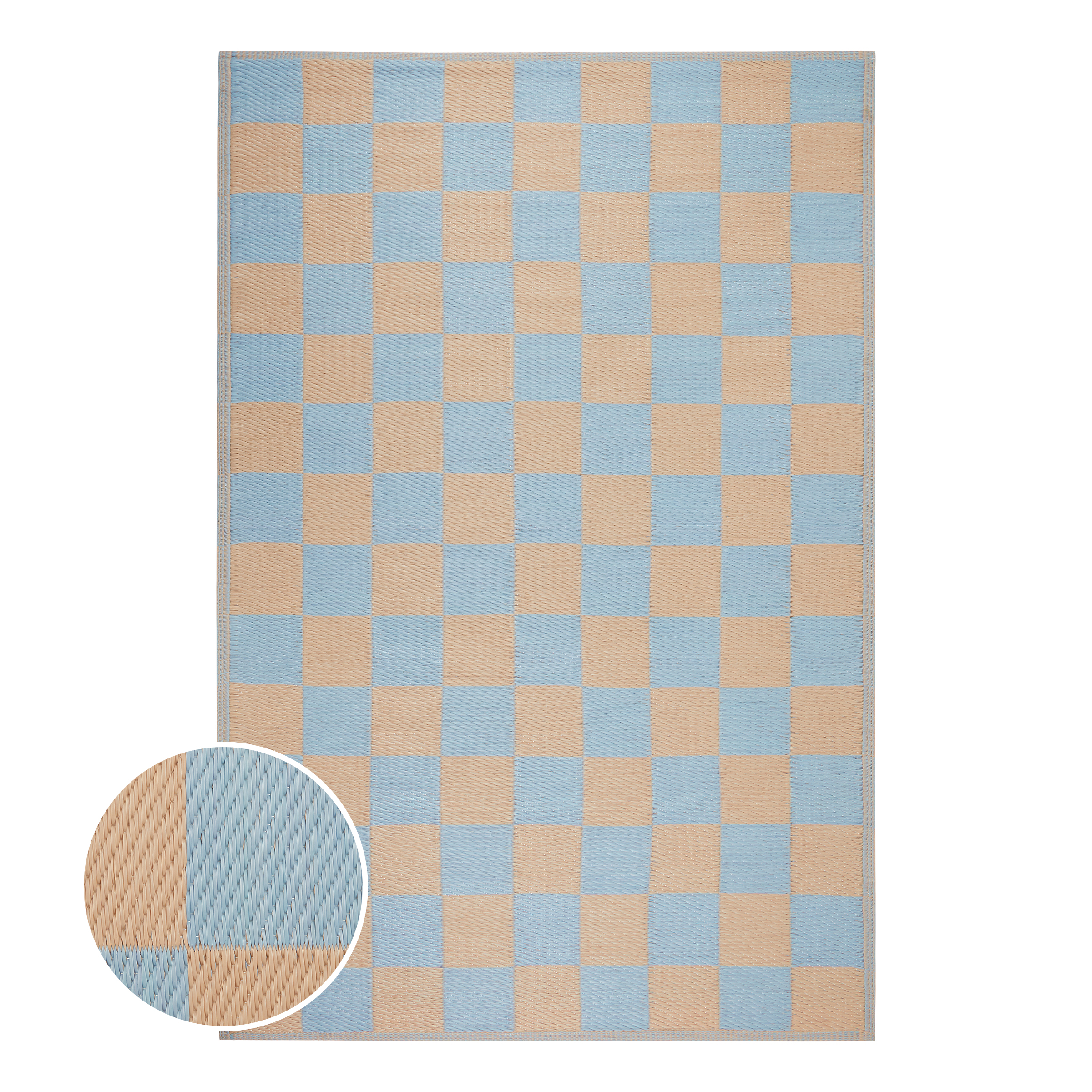 Teppich COLOUR CLASH Karo Polypropylen Blau Beige 118x180cm