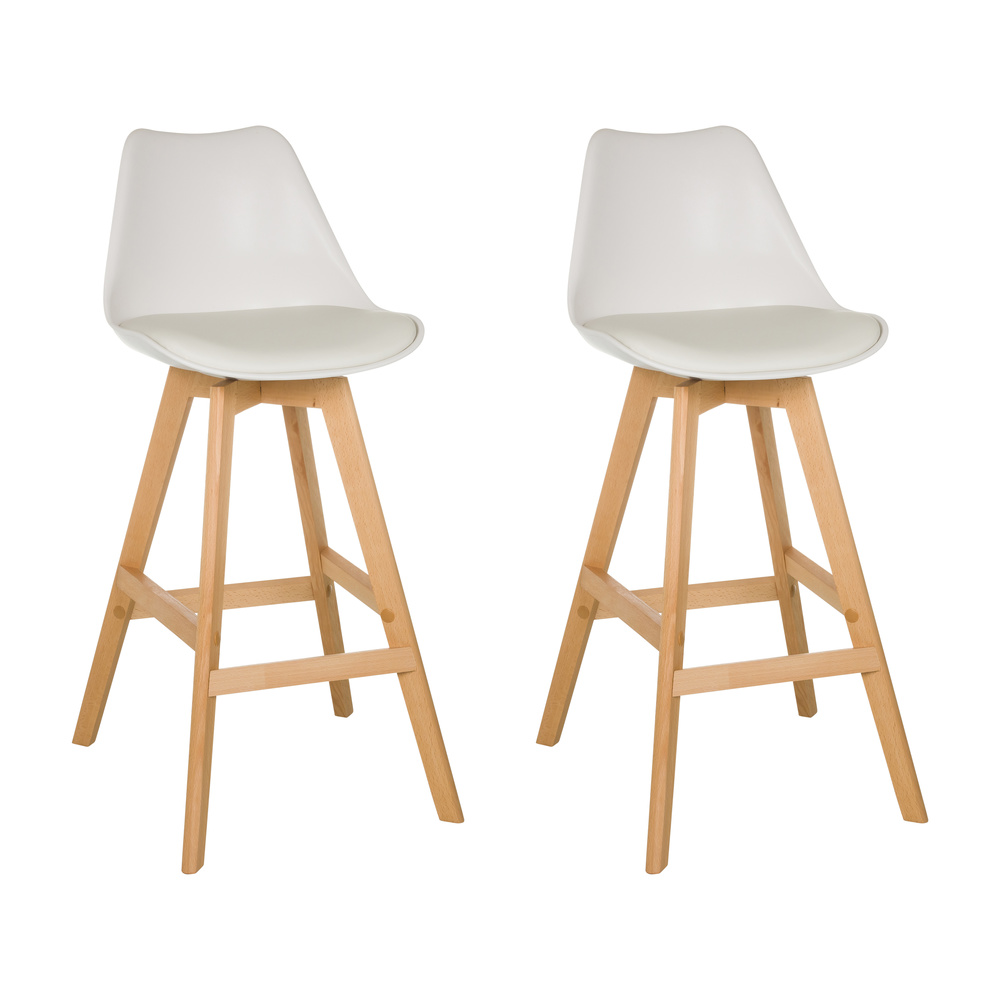 2x SCANDI HIGH Hocker Kunstleder Weiß