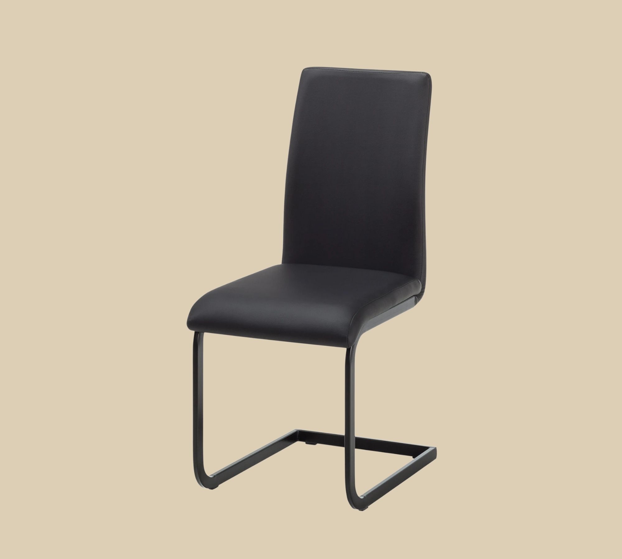 2x Cantilever Chairs Faux Leather Black