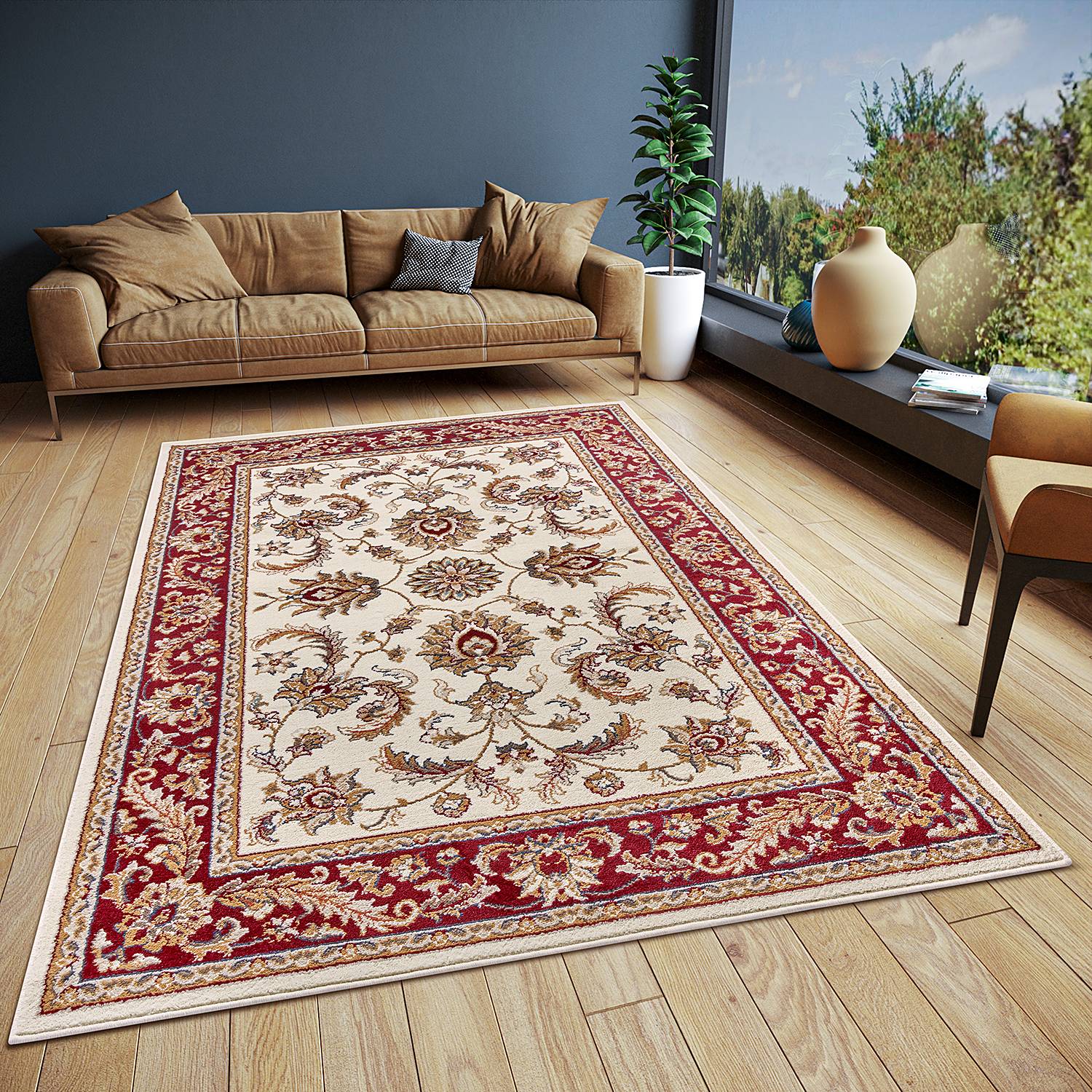 Reni Orientteppich Beige Rot 120 x 170 cm