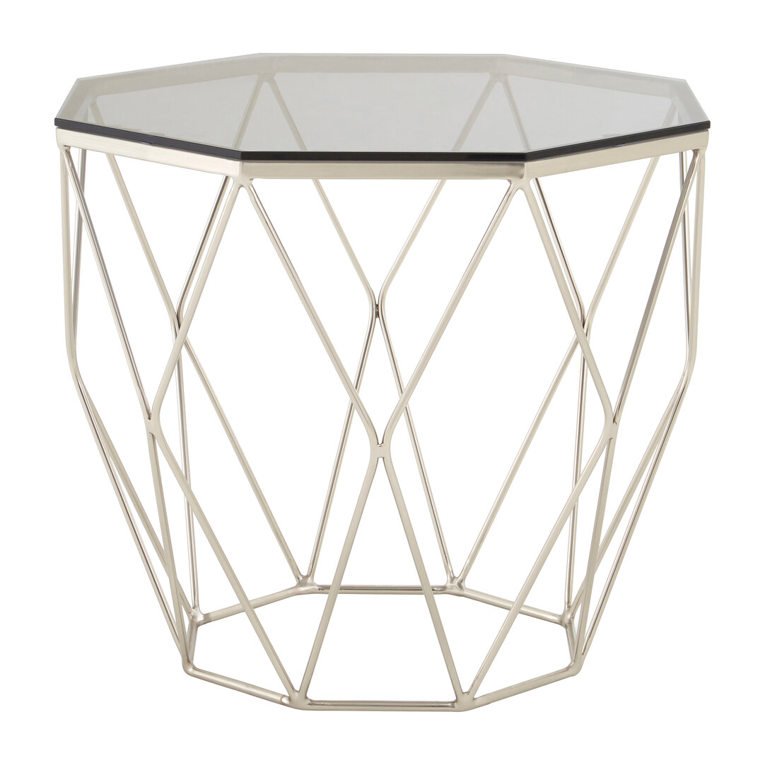 Allure Tempered Glass und Chrome Sechseck Beistelltisch
