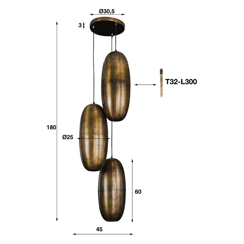 Hängeleuchte Cosmic 3 Leuchten Metall Bronze