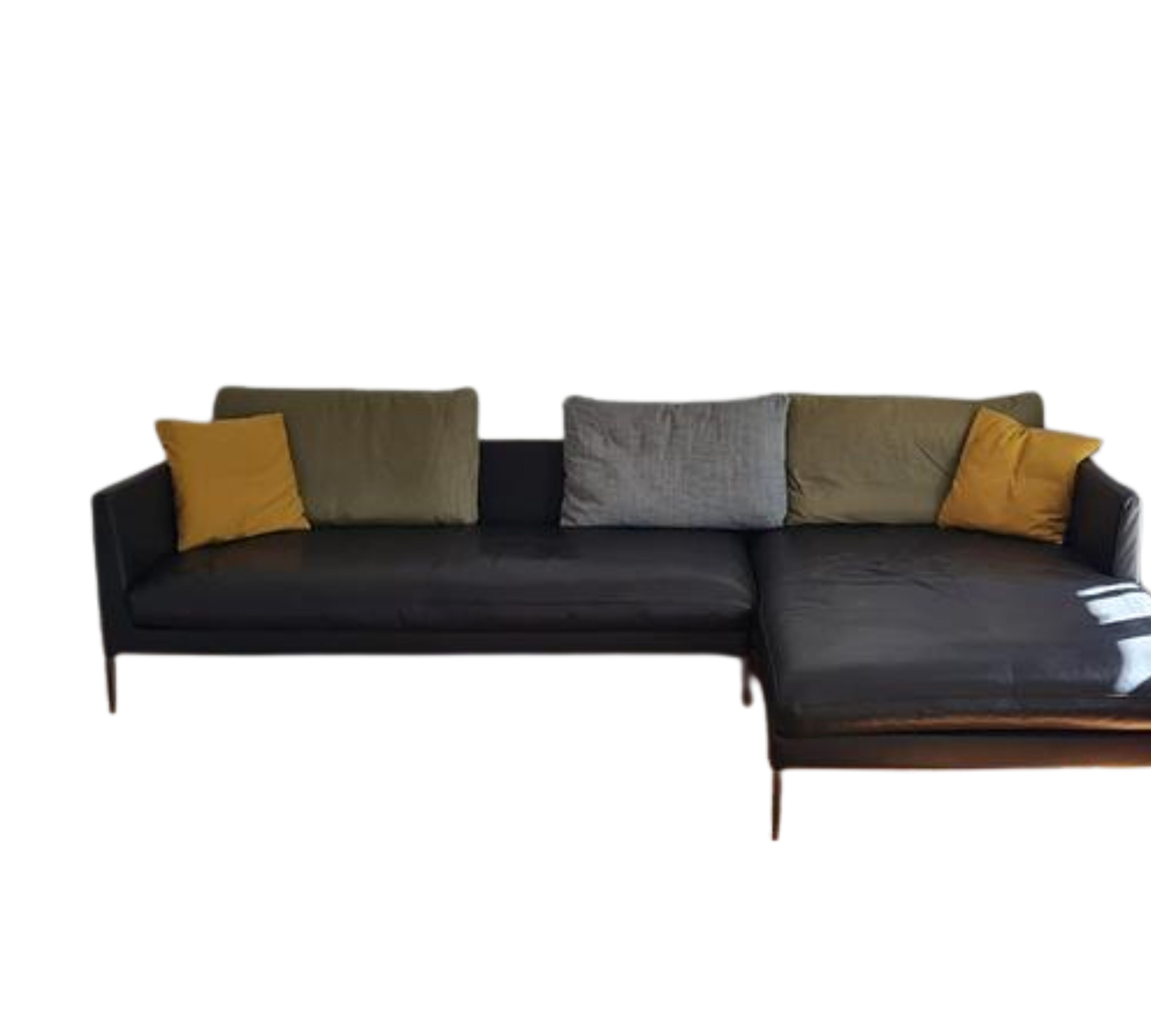 Pilotis Ecksofa mit Recamiere Leder Dunkelbraun