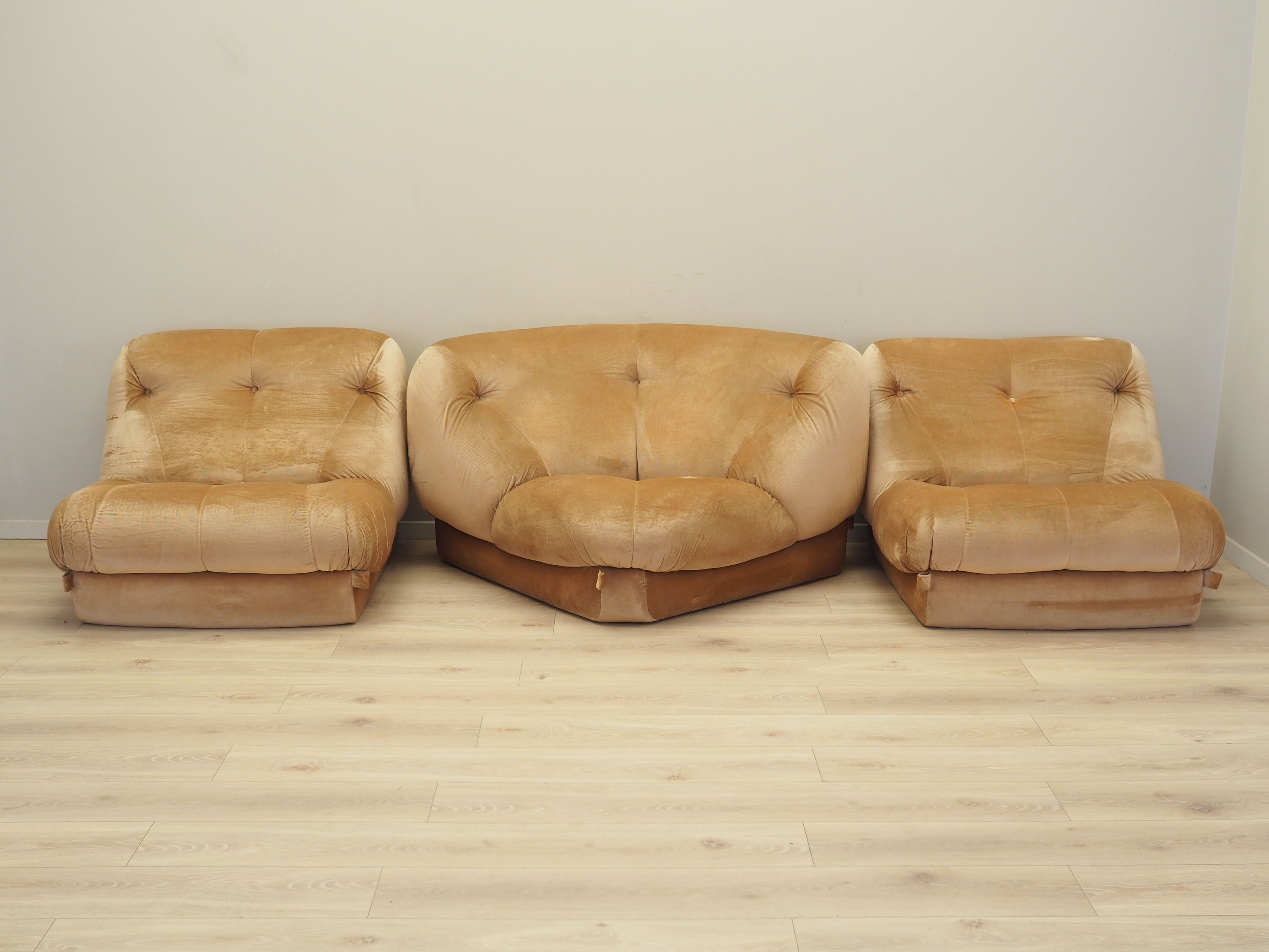 Modular corner sofa velvet 1960s