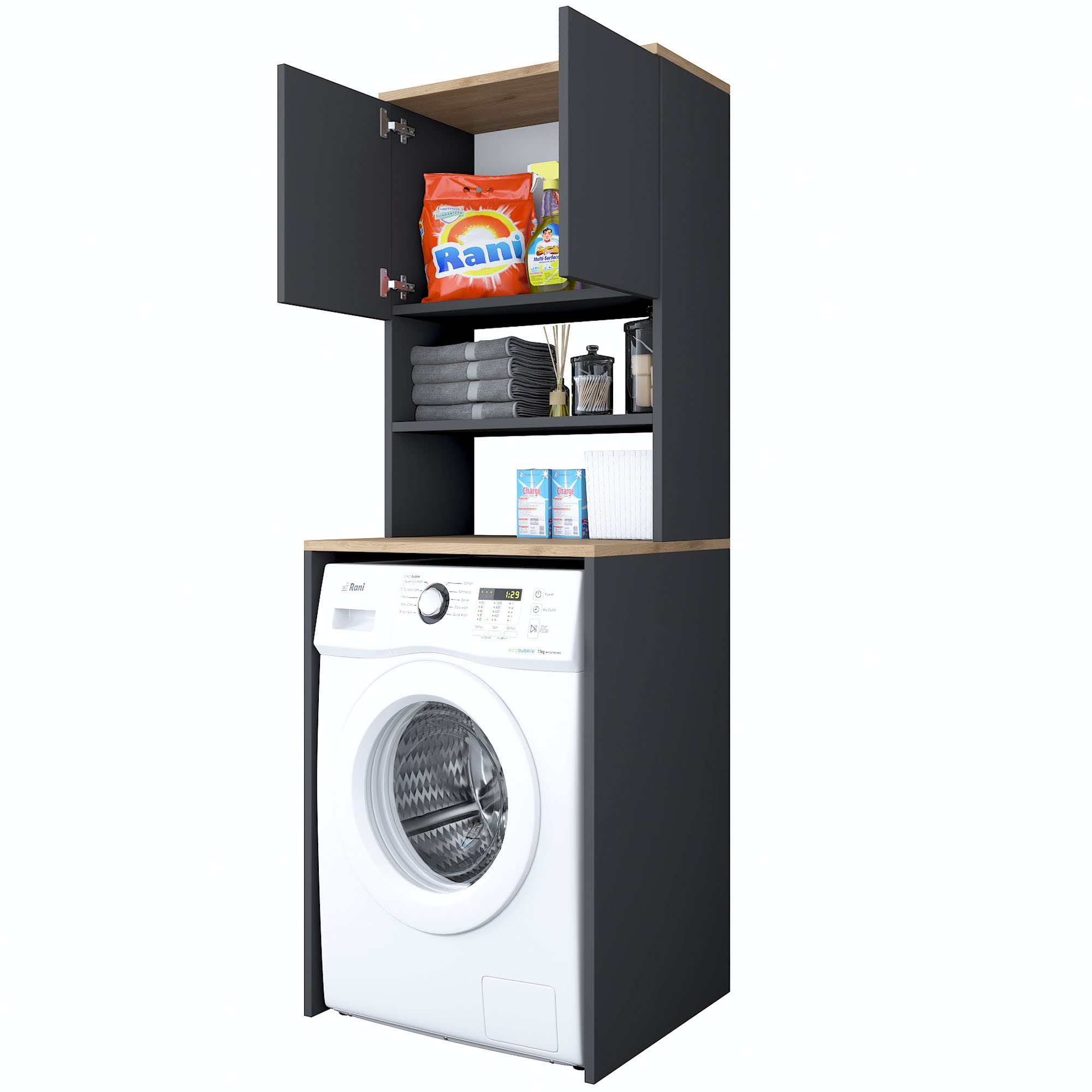 Washing machine cabinet Walnut brown 60cm x 183.6cm