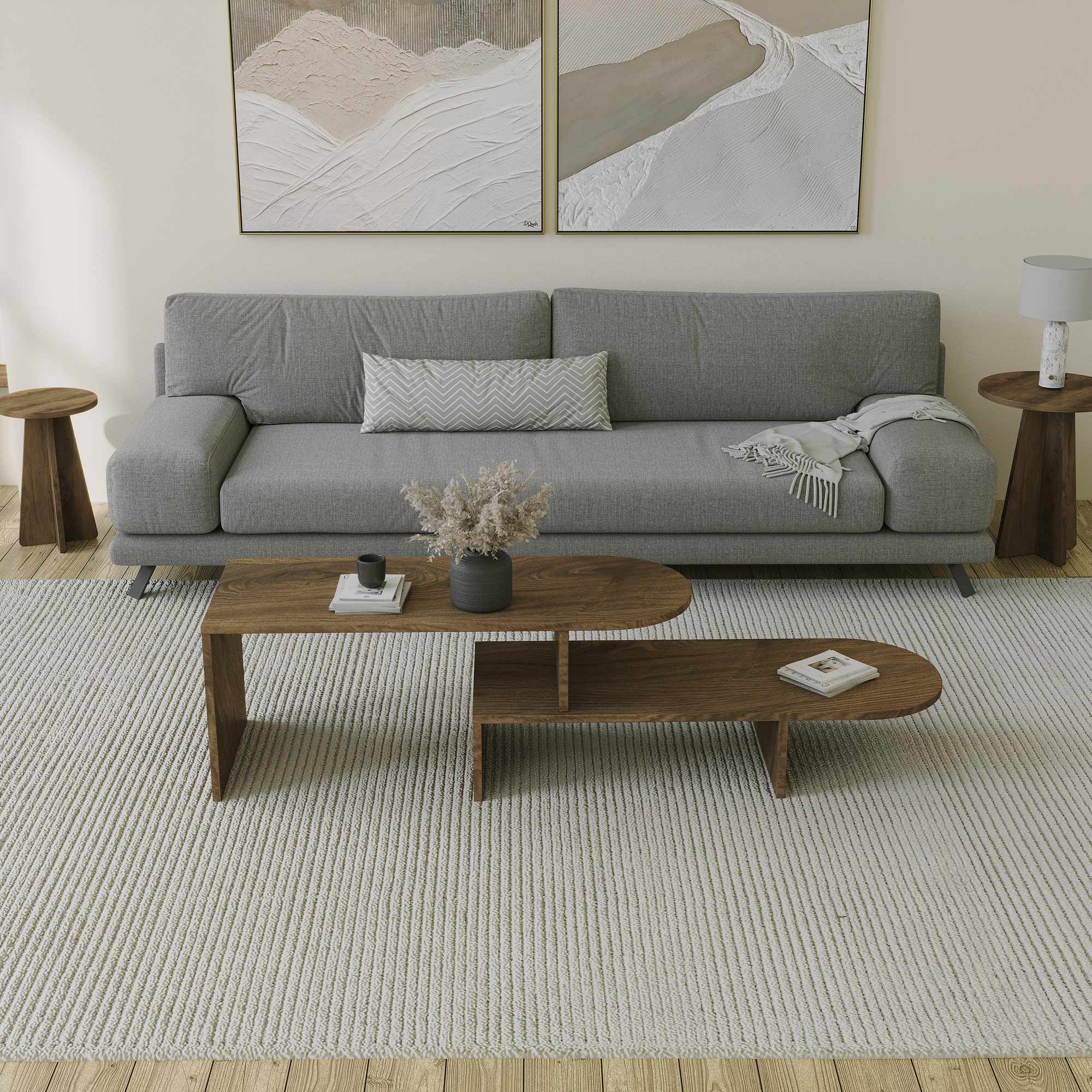 Puzzle Couchtisch Nussbaum-Optik Braun