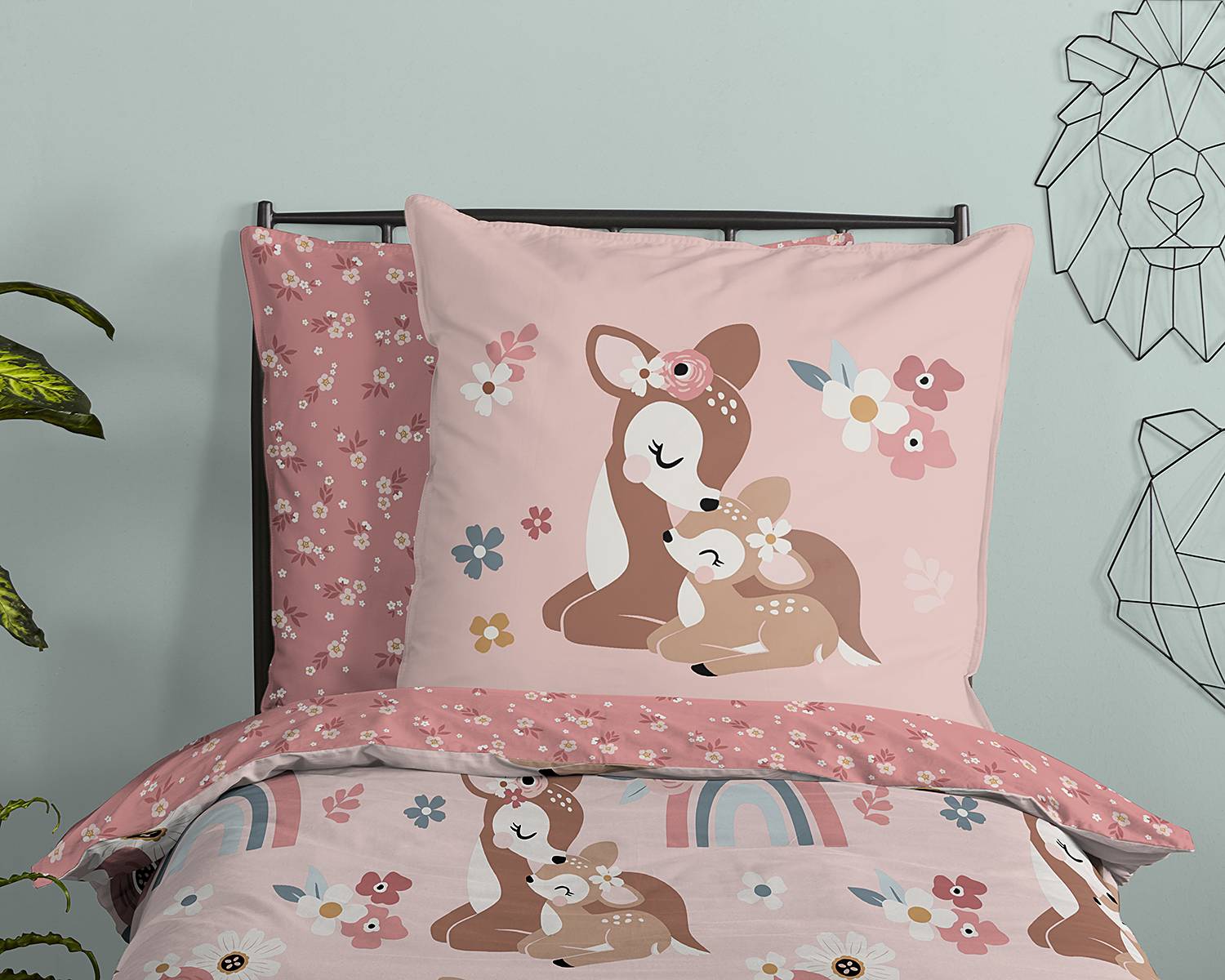 Fawn Crib Bedding Pillow Cotton Pink