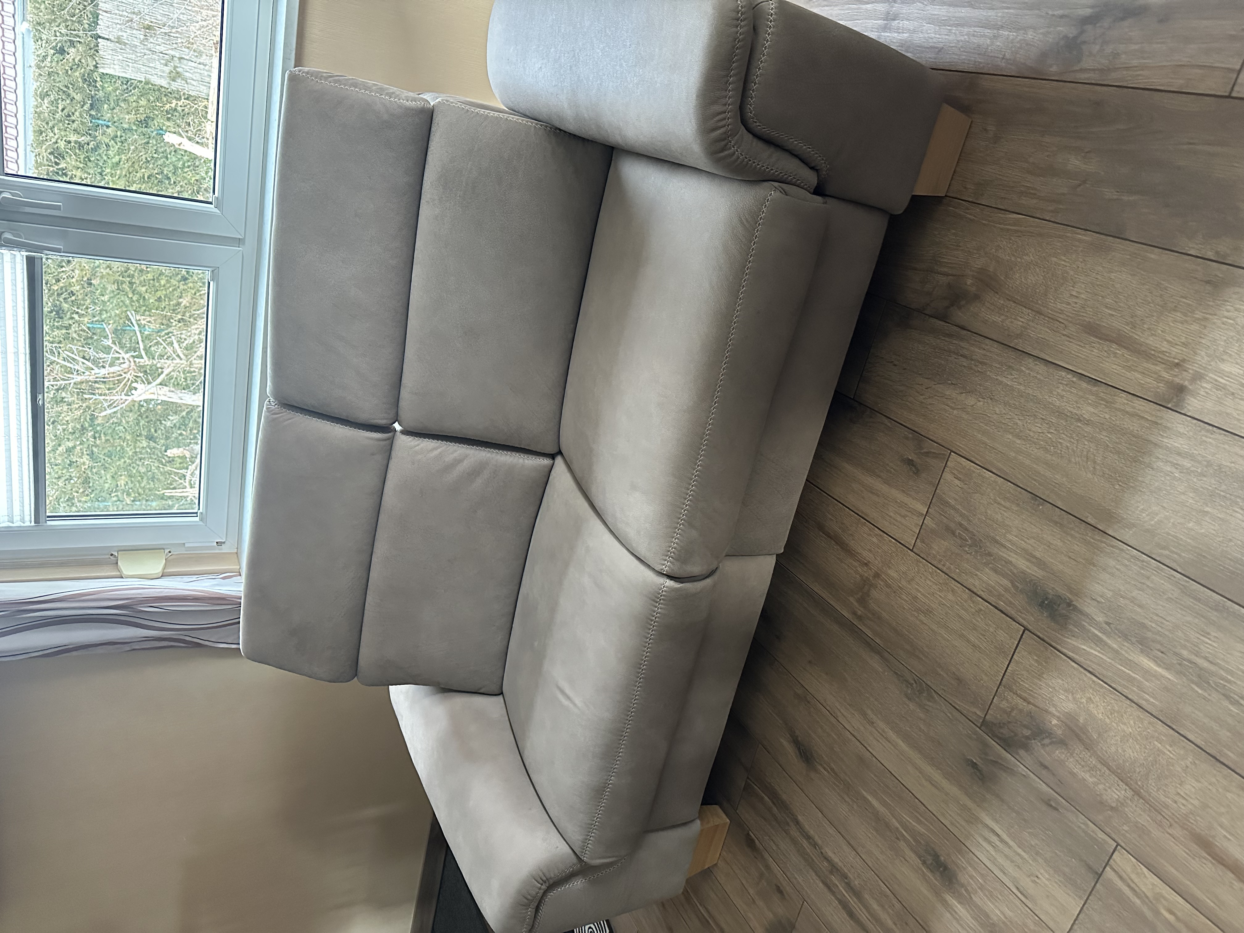 2-Sitzer Sofa mit Relaxfunktion Echtleder Beige