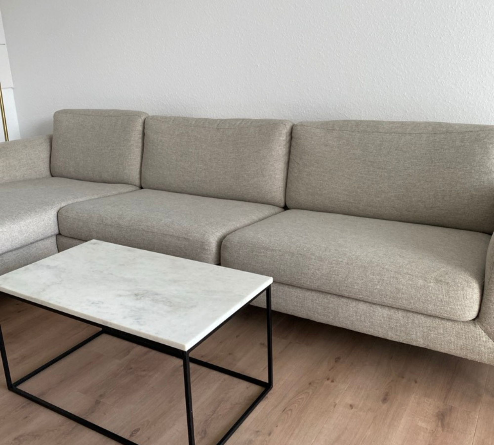 Cucita Sofa 4-Sitzer Récamiere Links Webstoff Grau