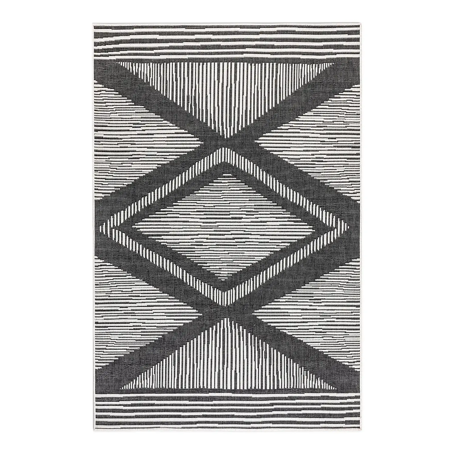 Rhombus In-/Outdoor-Teppich Schwarz