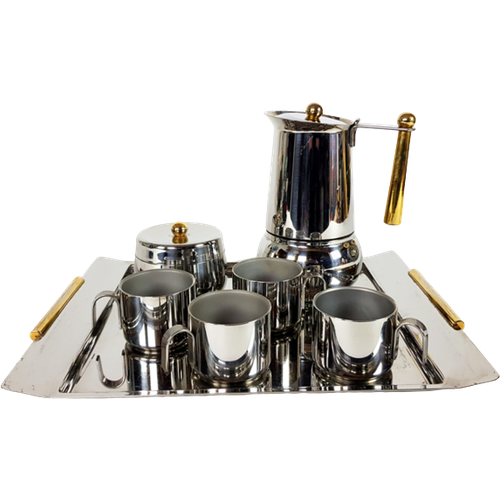 Vintage Espresso-Set Edelstahl Silber