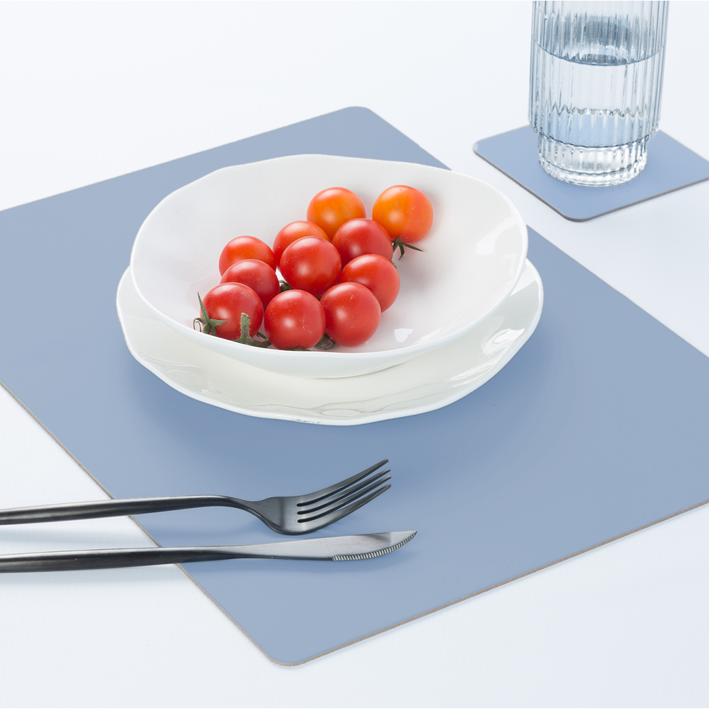 Tischset Rechteckig 100% Recyceltes Leder Hellblau