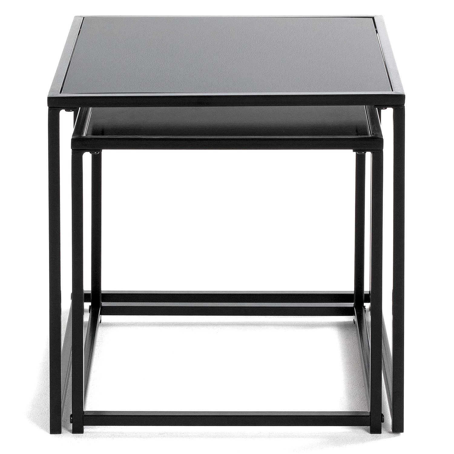 2x Cerney Beistelltisch-Set Glas Metall Schwarz