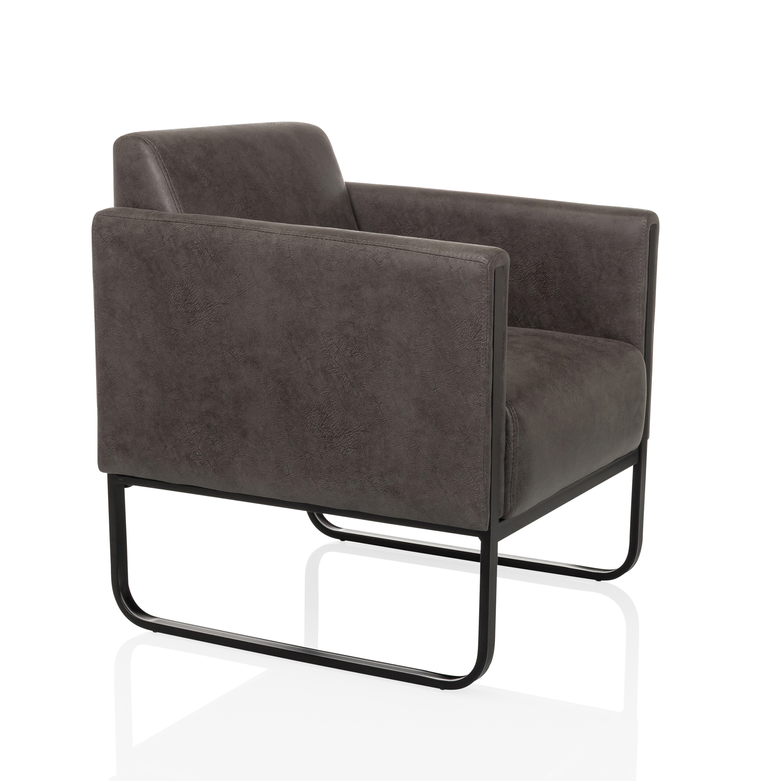 Aruba Retro Lounge Chair Faux Leather Gray