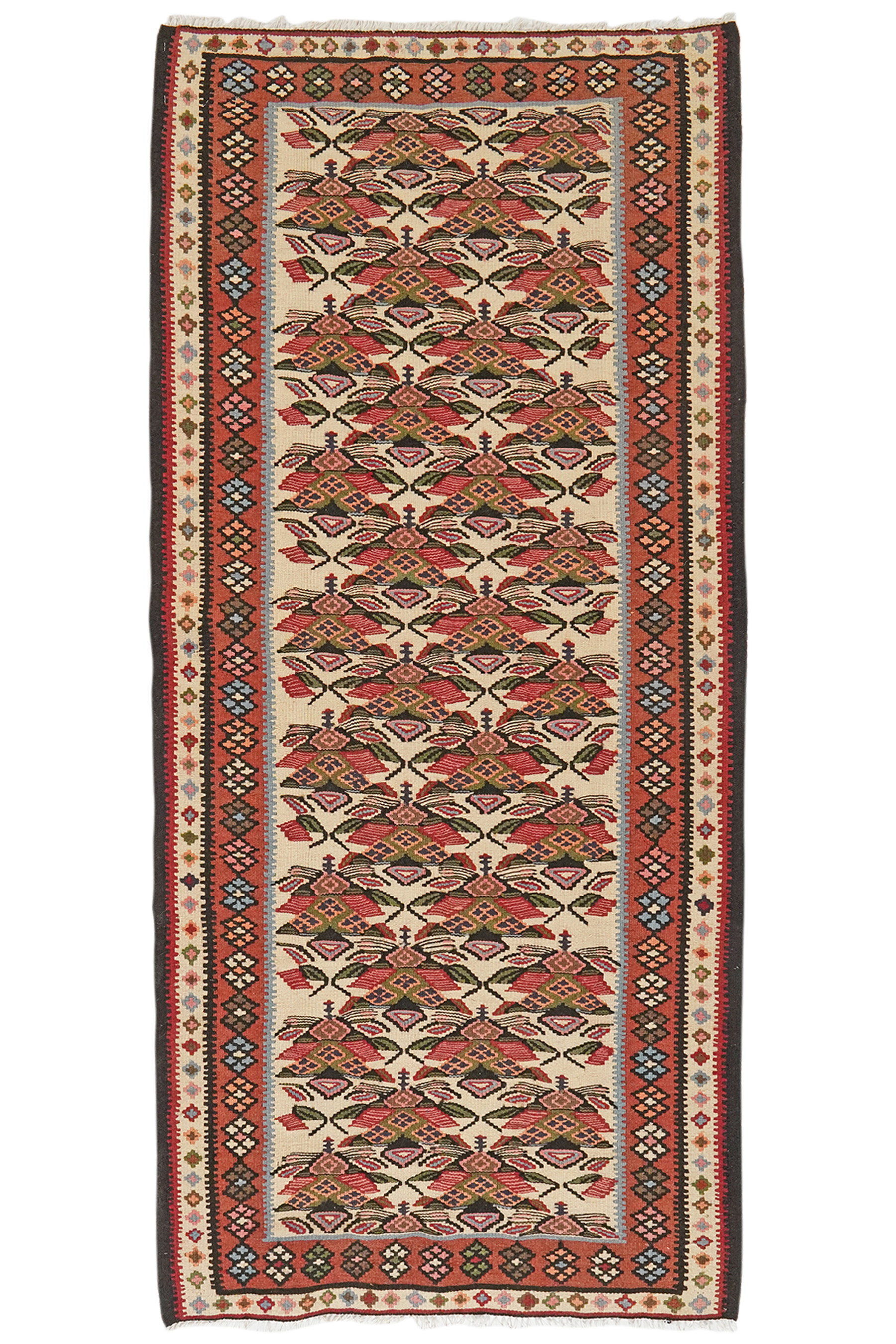 Kilim Senneh Teppich Braun