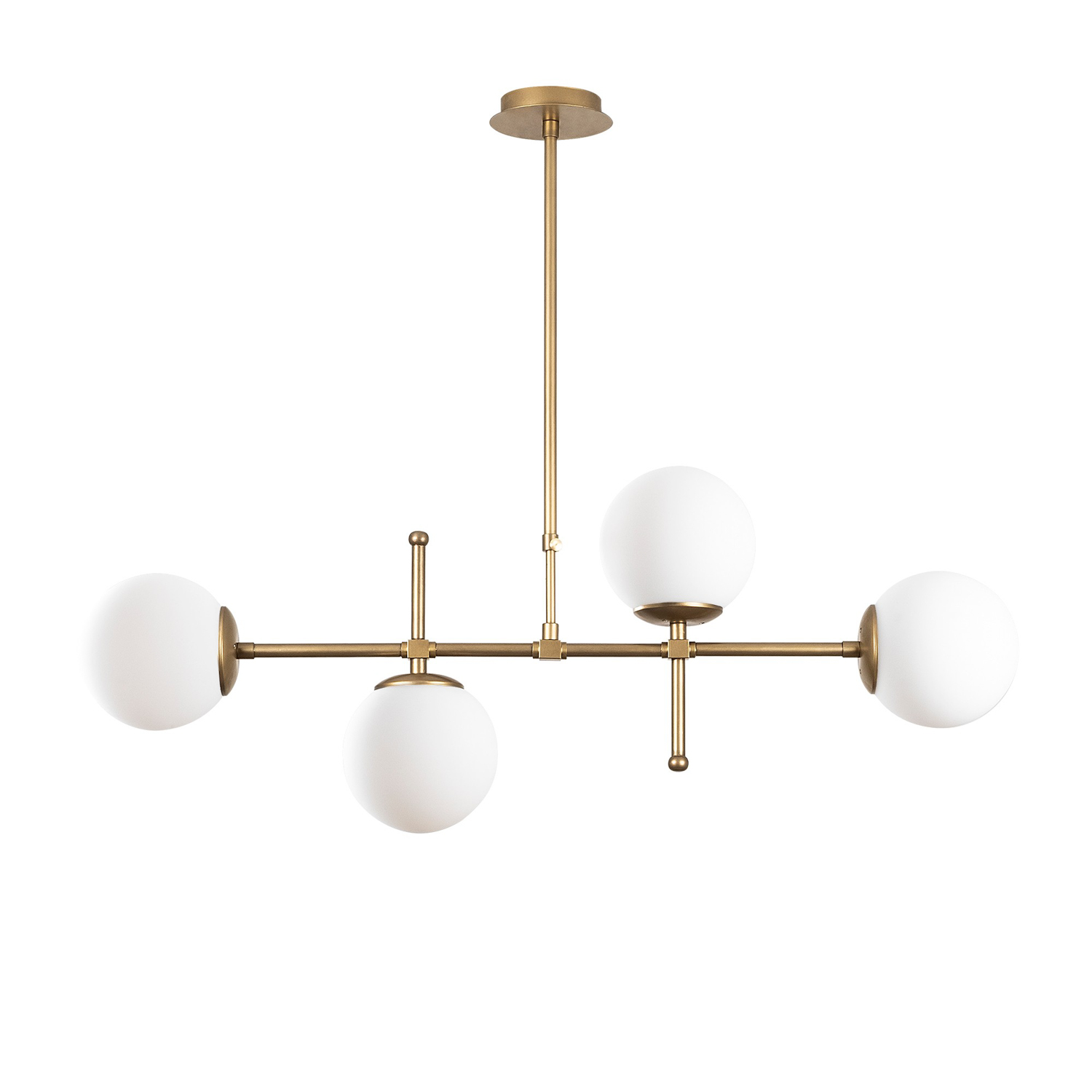 Pendant lamp 4 glass spheres metal gold