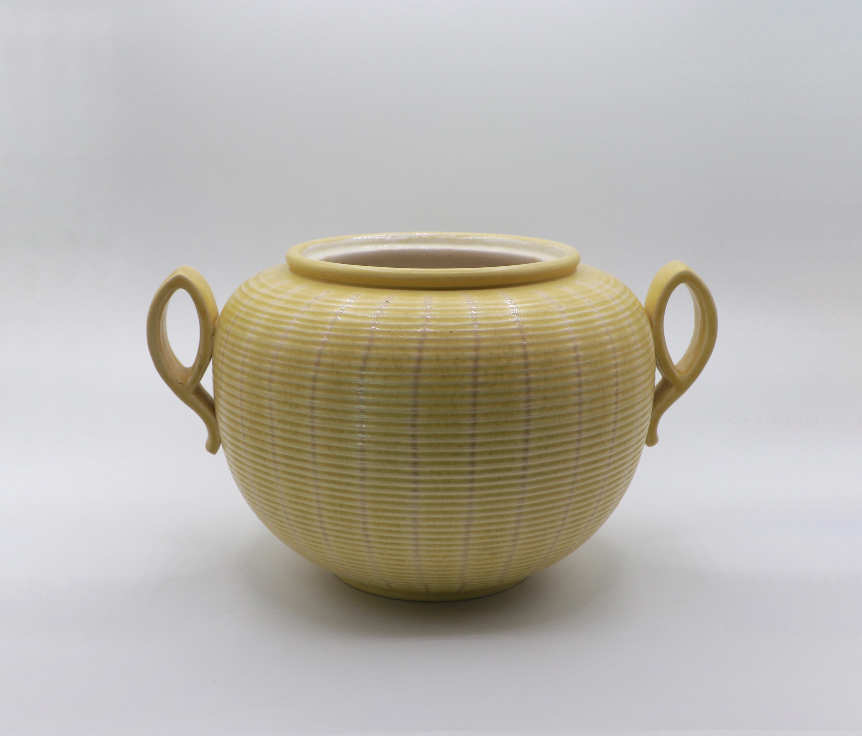 Vintage Bodenvase Keramik Gelb 1950er