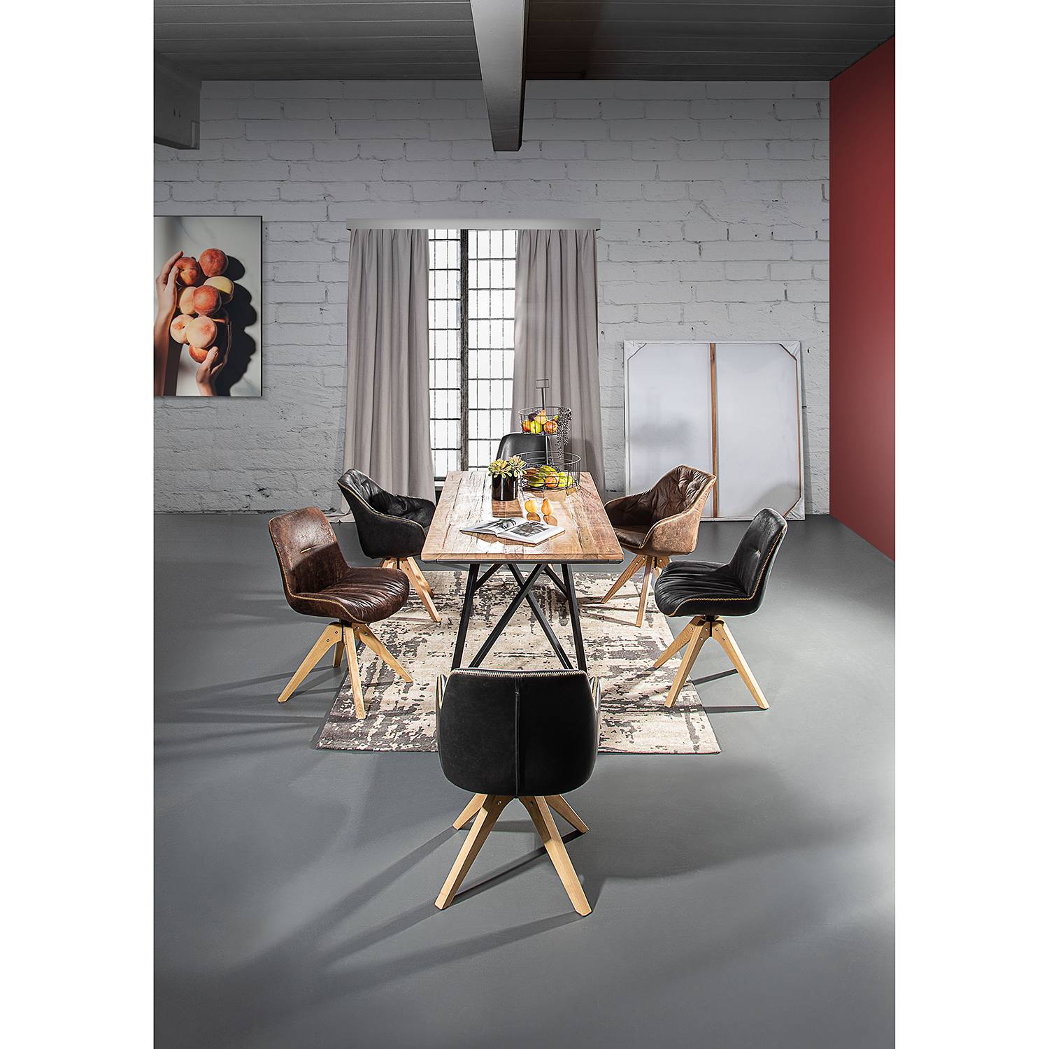 Wilbur Drehbarer Polsterstuhl 2er-Set Microfaser Eiche Braun