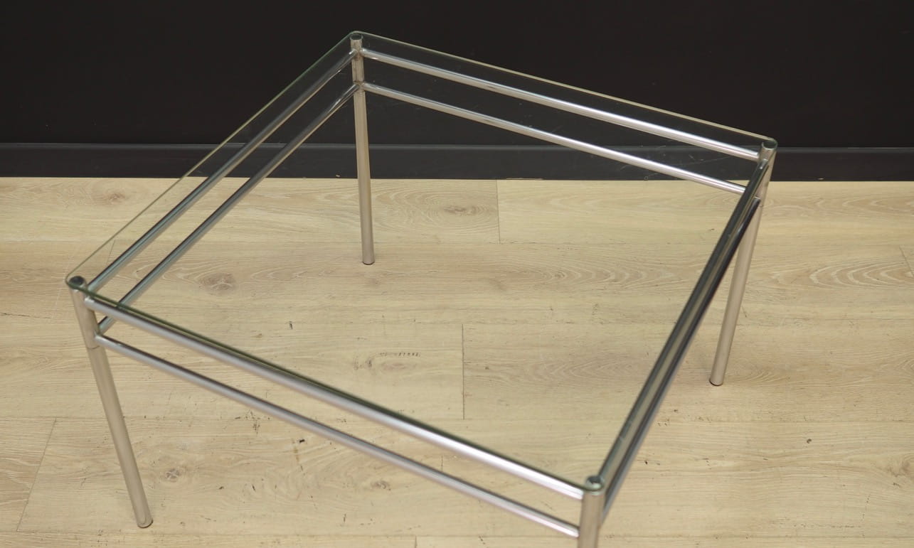 Vintage side table glass metal transparent 1960s