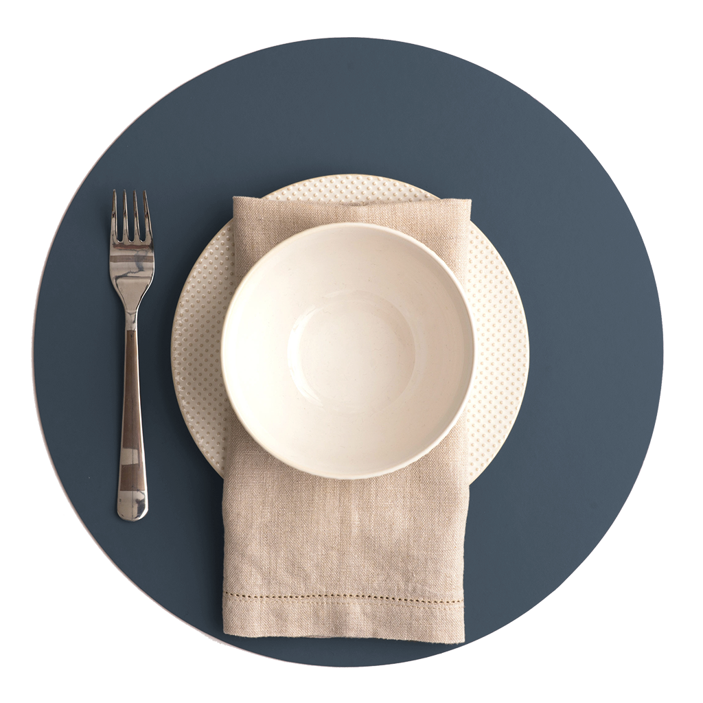 Placemat Round 100% Recycled Leather Petrol