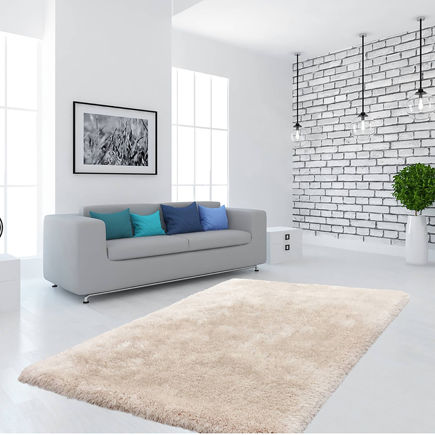 High-pile rug Cosy 510 Woven fabric Ivory 150 x 80 cm