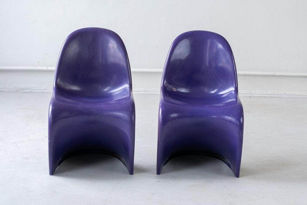 5x Vintage Verner Panton Stuhl Kunststoff Violett