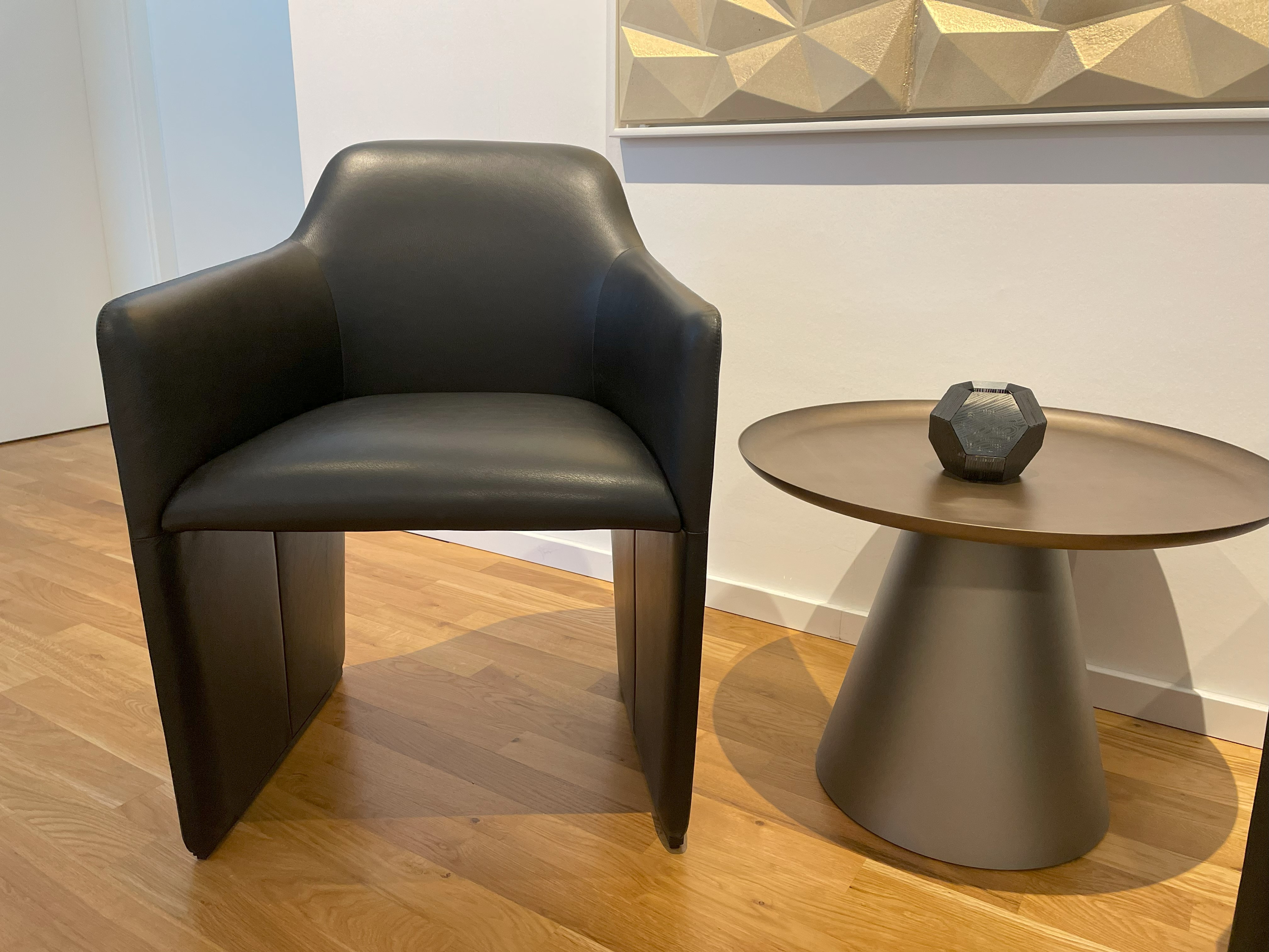 2x 525 Foster Walter Knoll Armchair with Armrests Leather Black