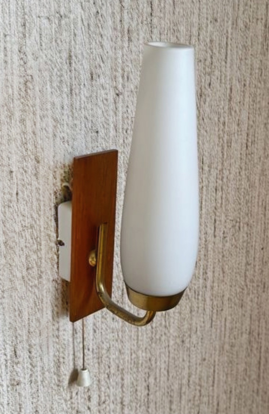 Wand- und Pendelleuchte-Set Teakholz Opalglas